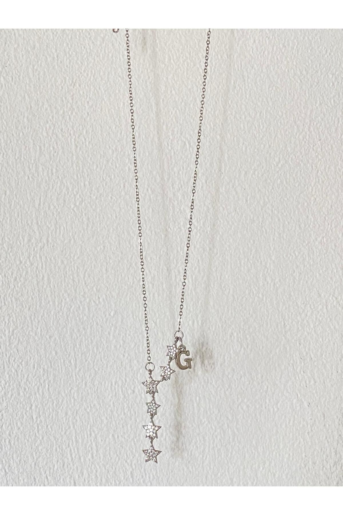 bijoux uniques Kayan Yıldız G Harfli Çelik Kolye
