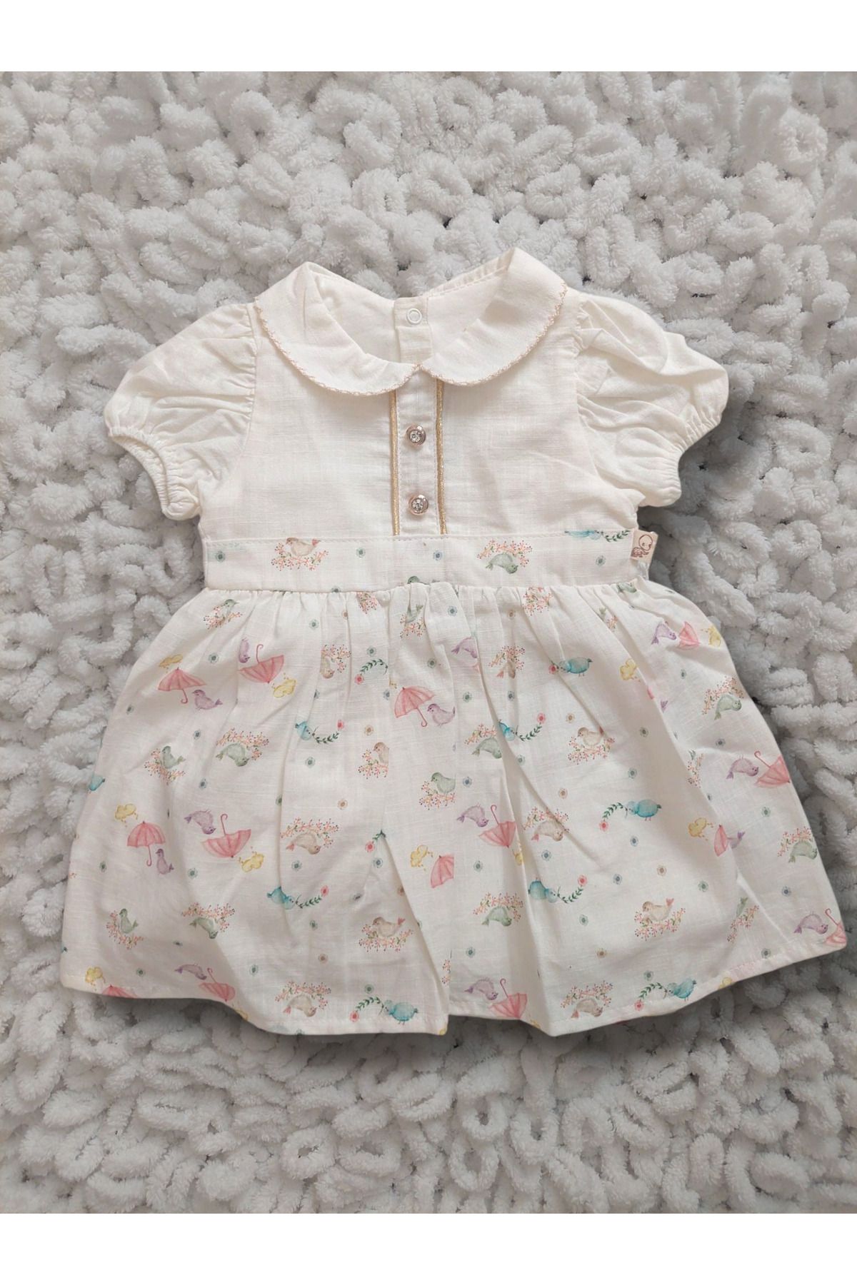ANEMOM KİDS kuşlar bebe yaka bebek elbisesi