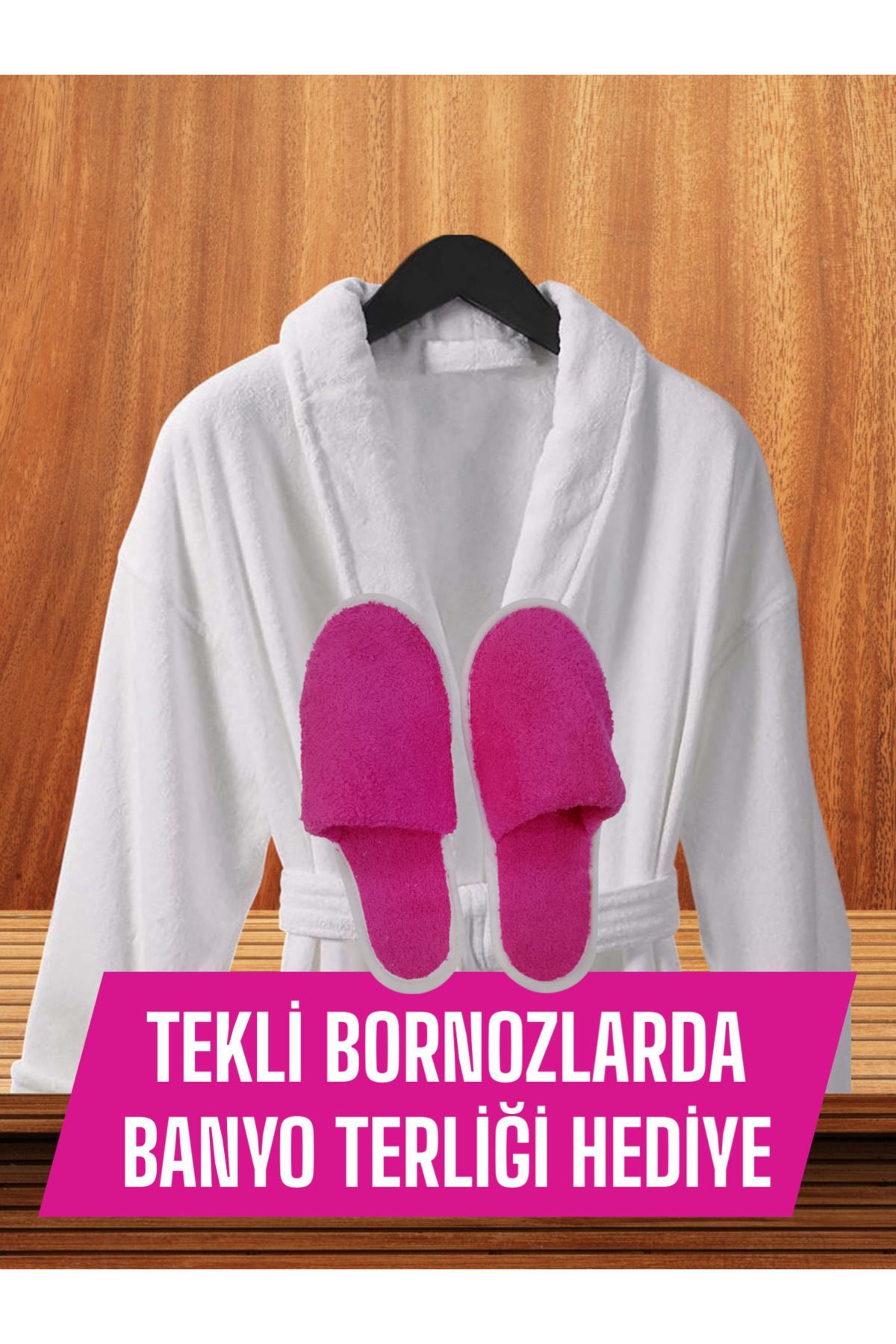 PAMUK DÜNYAM HOME KADIN - ERKEK TEKLİ BORNOZ - TERLİK HEDİYELİ