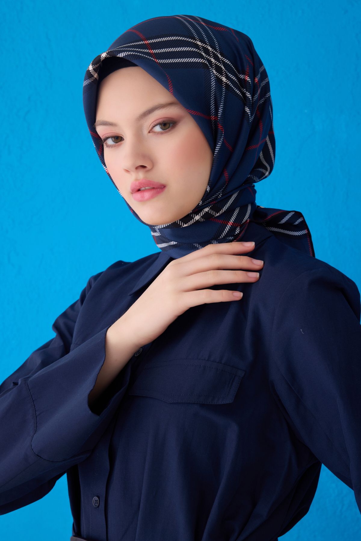 Belli Twill İpek Eşarp Lacivert
