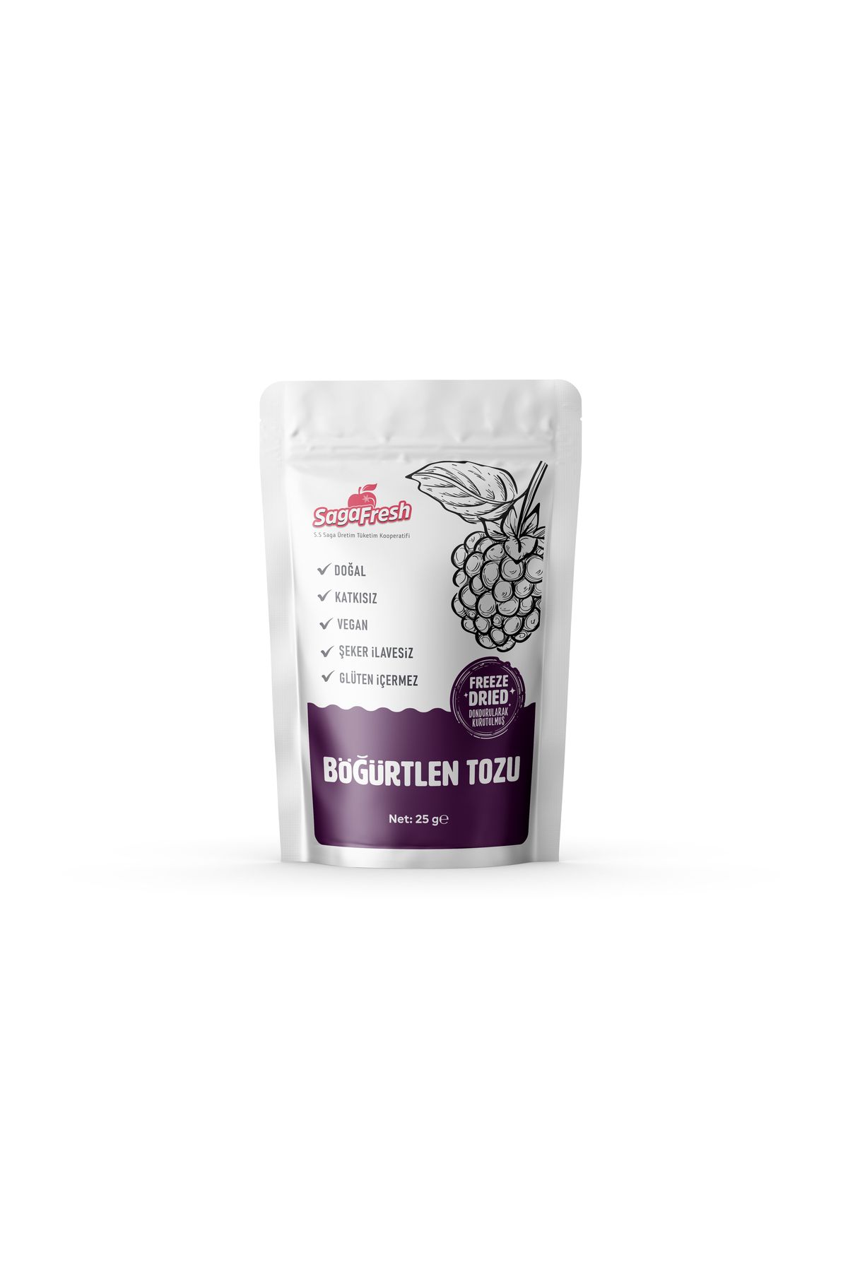 SagaFresh Dondurularak Kurutulmuş Böğürtlen Tozu 25g