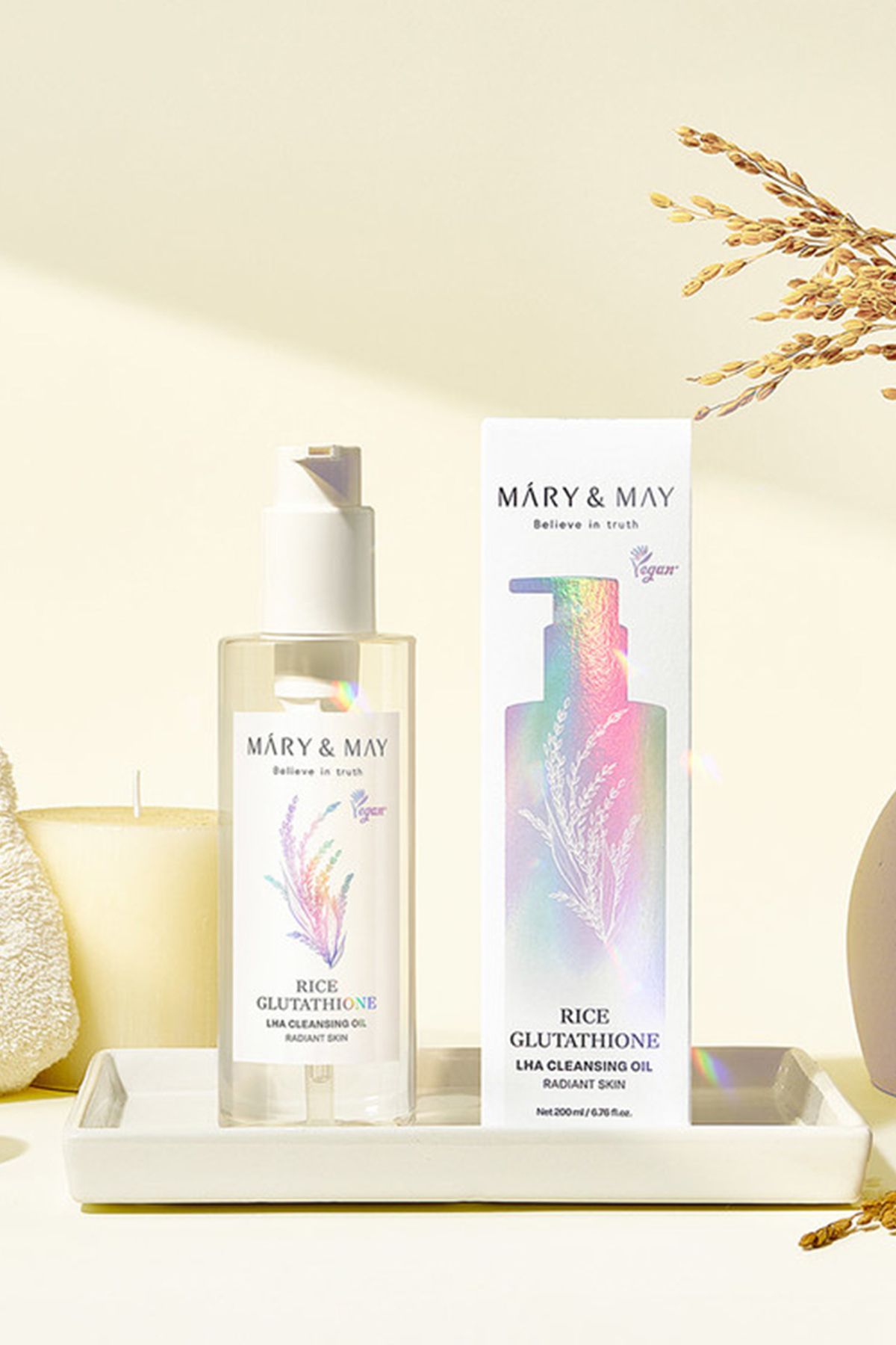 پاک کننده صورت برنج گلوتاتیون LHA تمیز روغن 200 میل Mary & May
