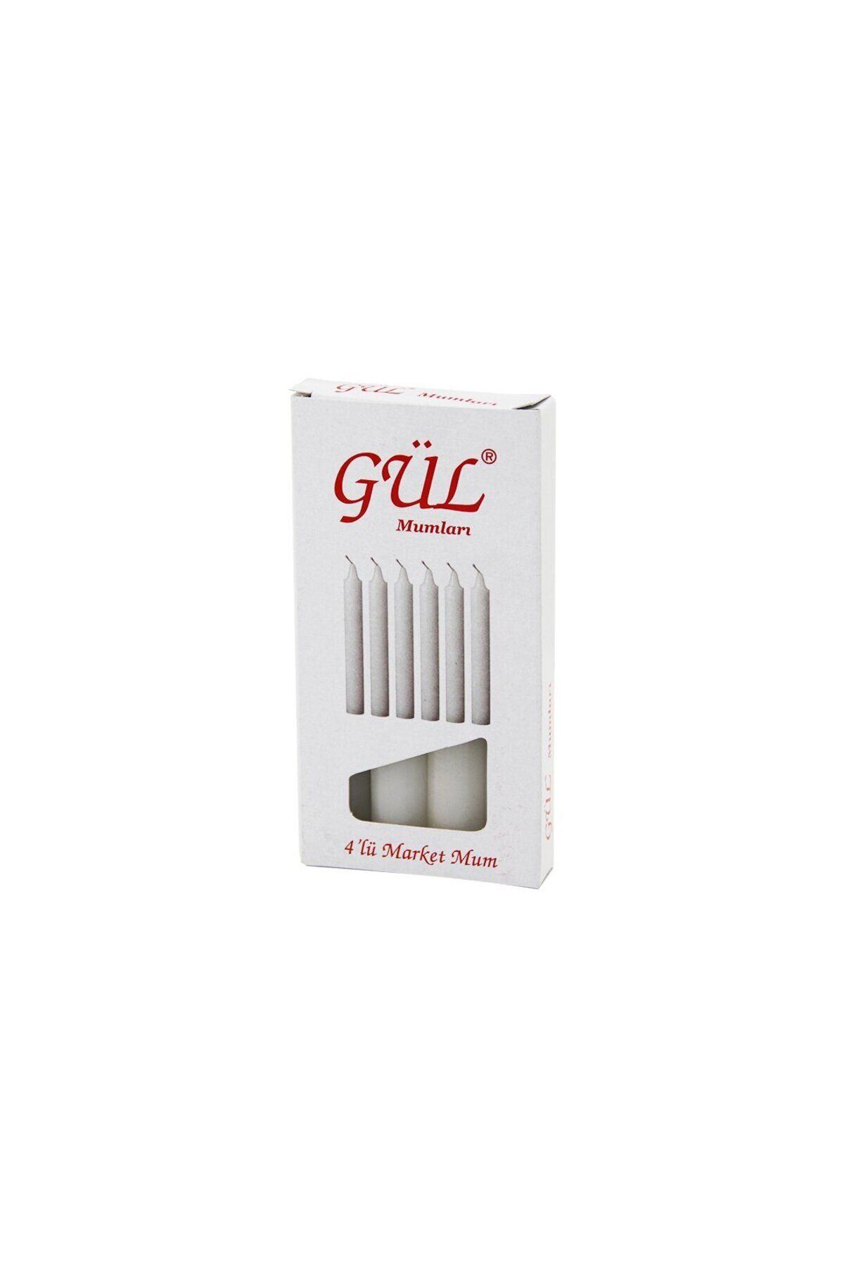 Modafiks 4PCS - İNCE ÇAP=1.6CM - UZUNLUK=12CM BEYAZ KLASİK MARKET MUM (4767)