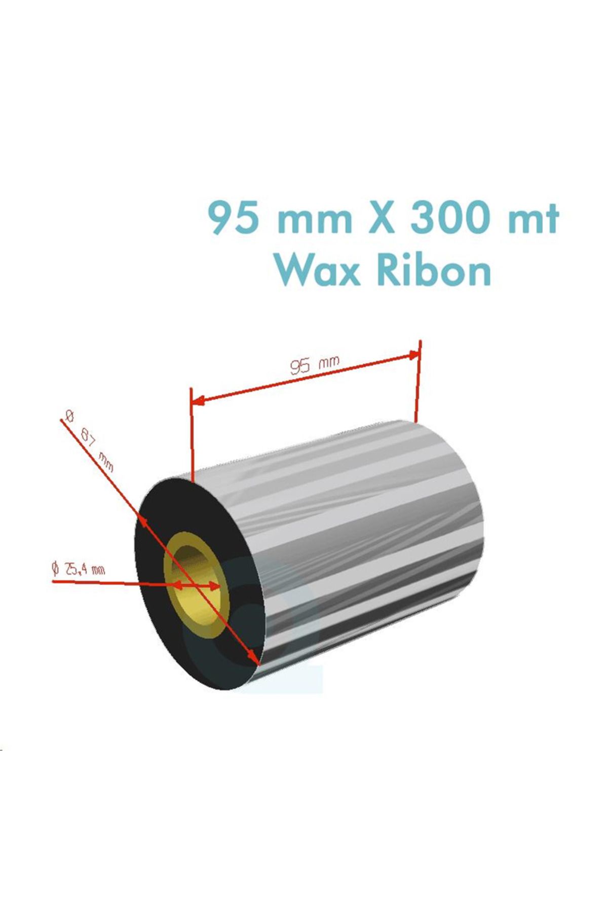 PLUSCOPY ''Ribbon'' WX-10FBK (Standart Wax) **95mm x 300m** 1 inç Outside