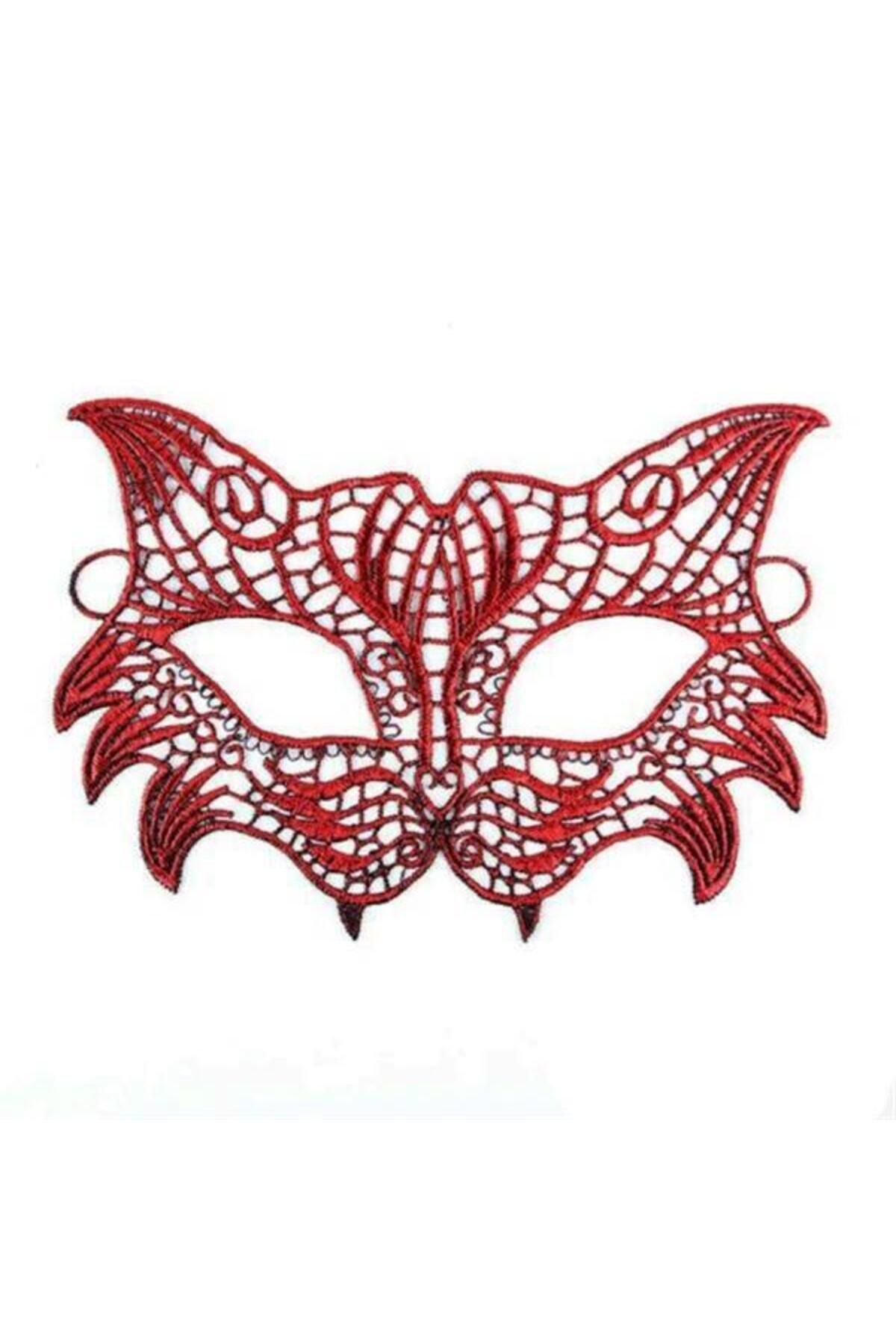 Modafiks Kırmızı Dantel Masquerade Maskesi 8 No