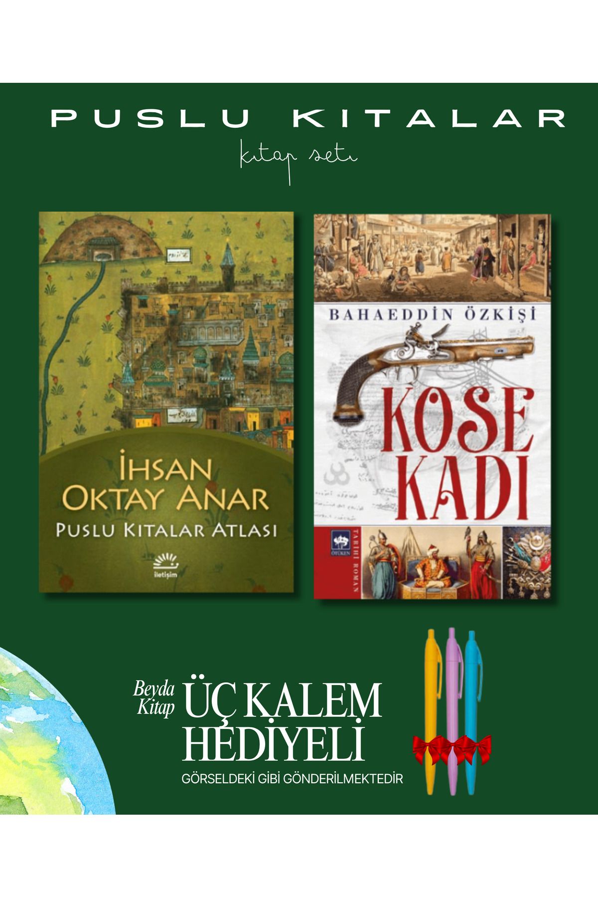 İletişim Yayınları Puslu Kıtalar Atlası - Köse Kadı - Kitap Seti - İhsan Oktay Anar - Kalem Hediyeli