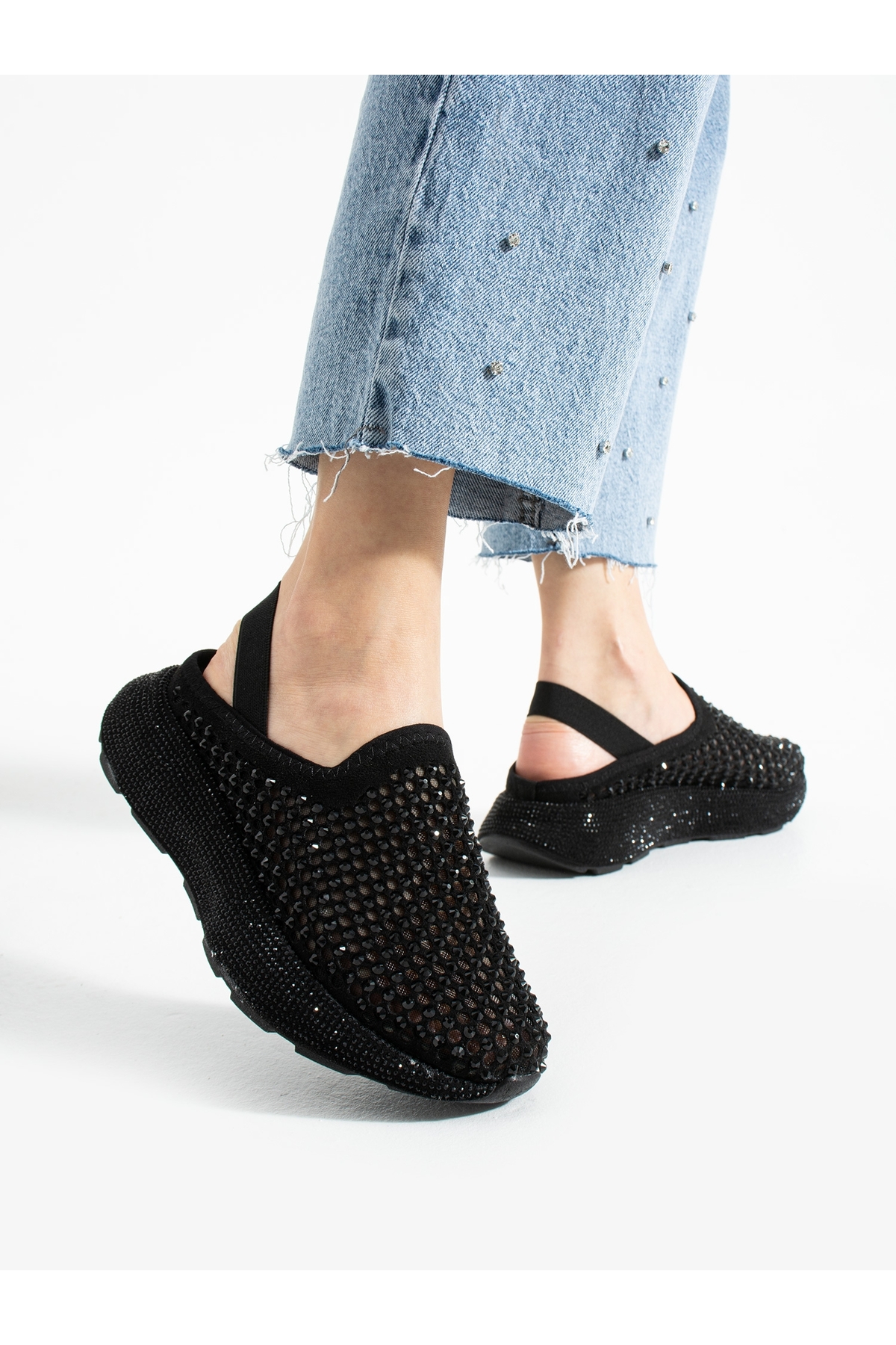ALEMDAR AYAKKABI  ARLİX Siyah Taş Detay Kadın Sandalet - Görsel 2
