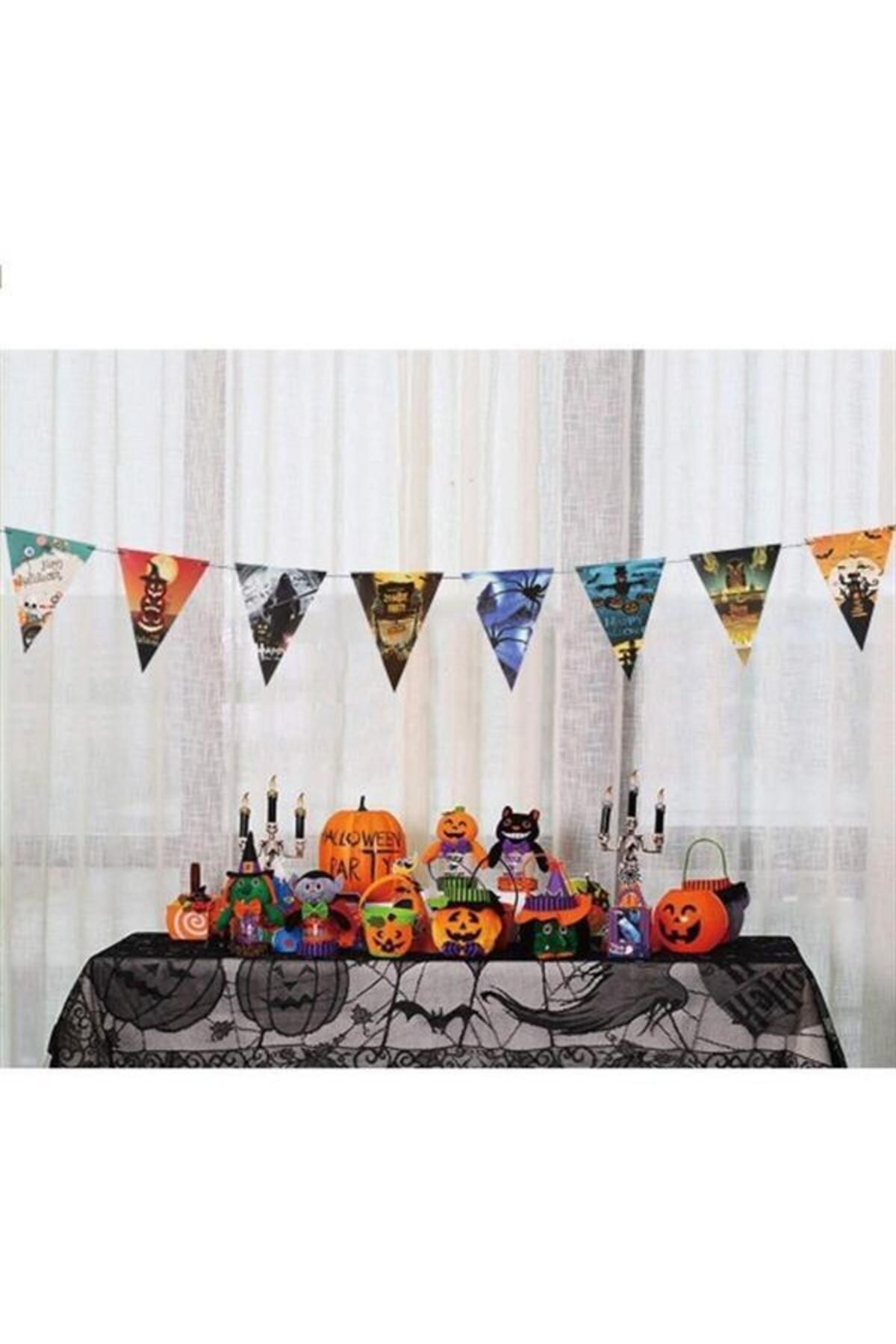 Modafiks Cadılar Bayramı Halloween Flama Bayrak Banner Süs 8 Li
