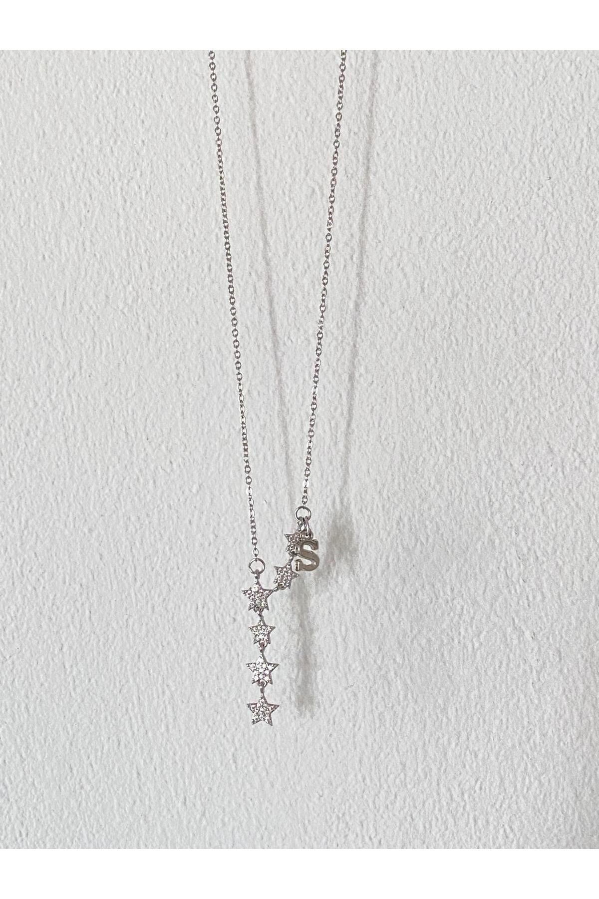 bijoux uniques Kayan Yıldız S Harfli Çelik Kolye