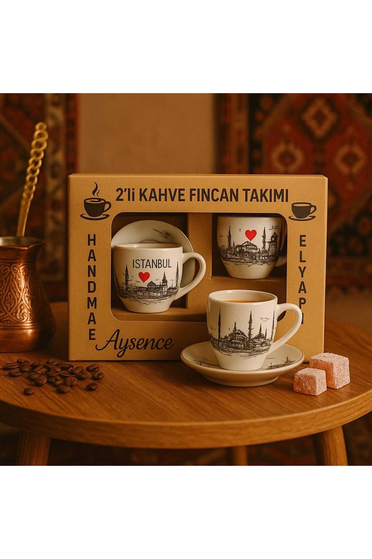 Renkli Mutfaklar Aysence.Ayşegül 2'li İstanbul Temalı Kahve Fincan Seti