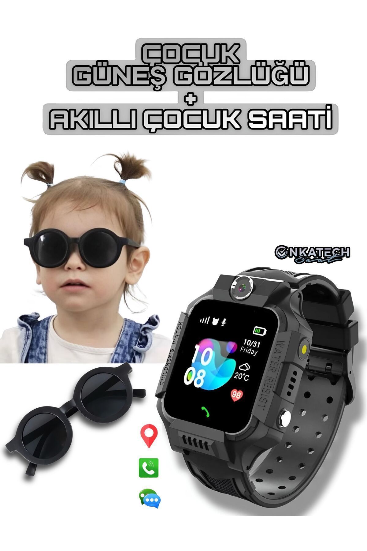 Sim Kartlı Konum Takibi Ve Ortam Dinleme Özellikli Akıllı Çocuk Saati Btk Kayıtlı ve Güneş Gözlüğü