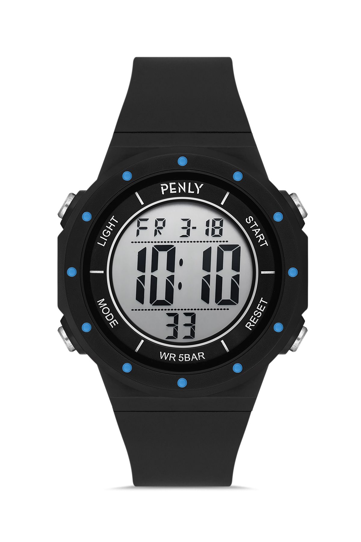 Penly Dijital Saat 356-12 50 Metre Su Geçmez Mavi + Işıklı + Kronometreli + Alarmlı