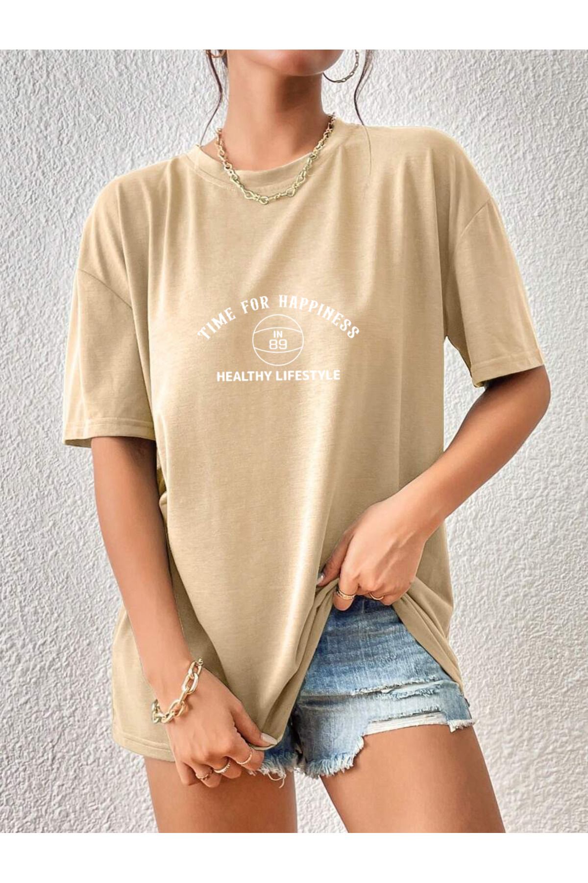 uyguntarz Unisex Time For Happiness Tasarım Basklı Tshirt