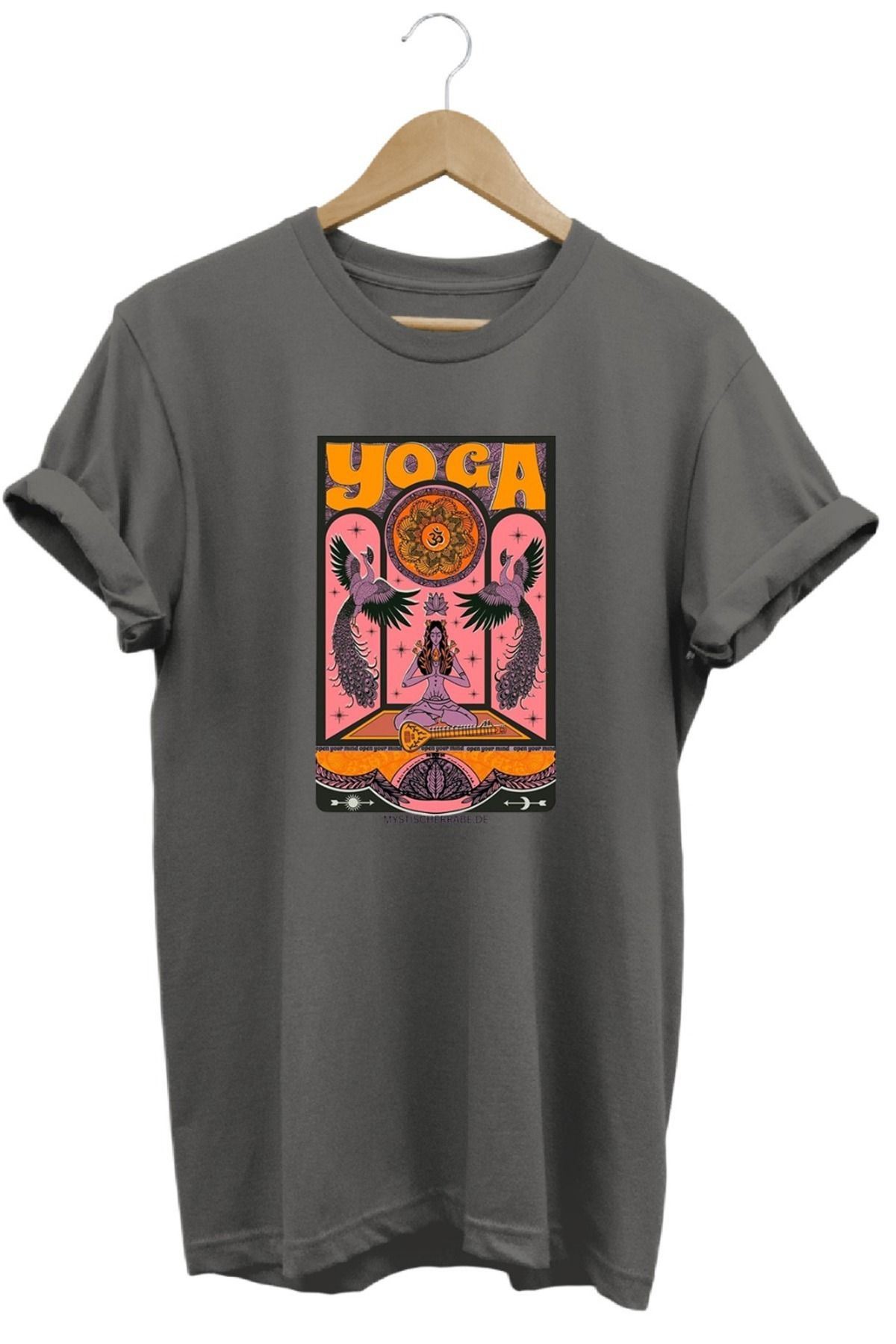 joyyfashion Tavuskuşu Yoga Namaste Baskılı T-Shirt