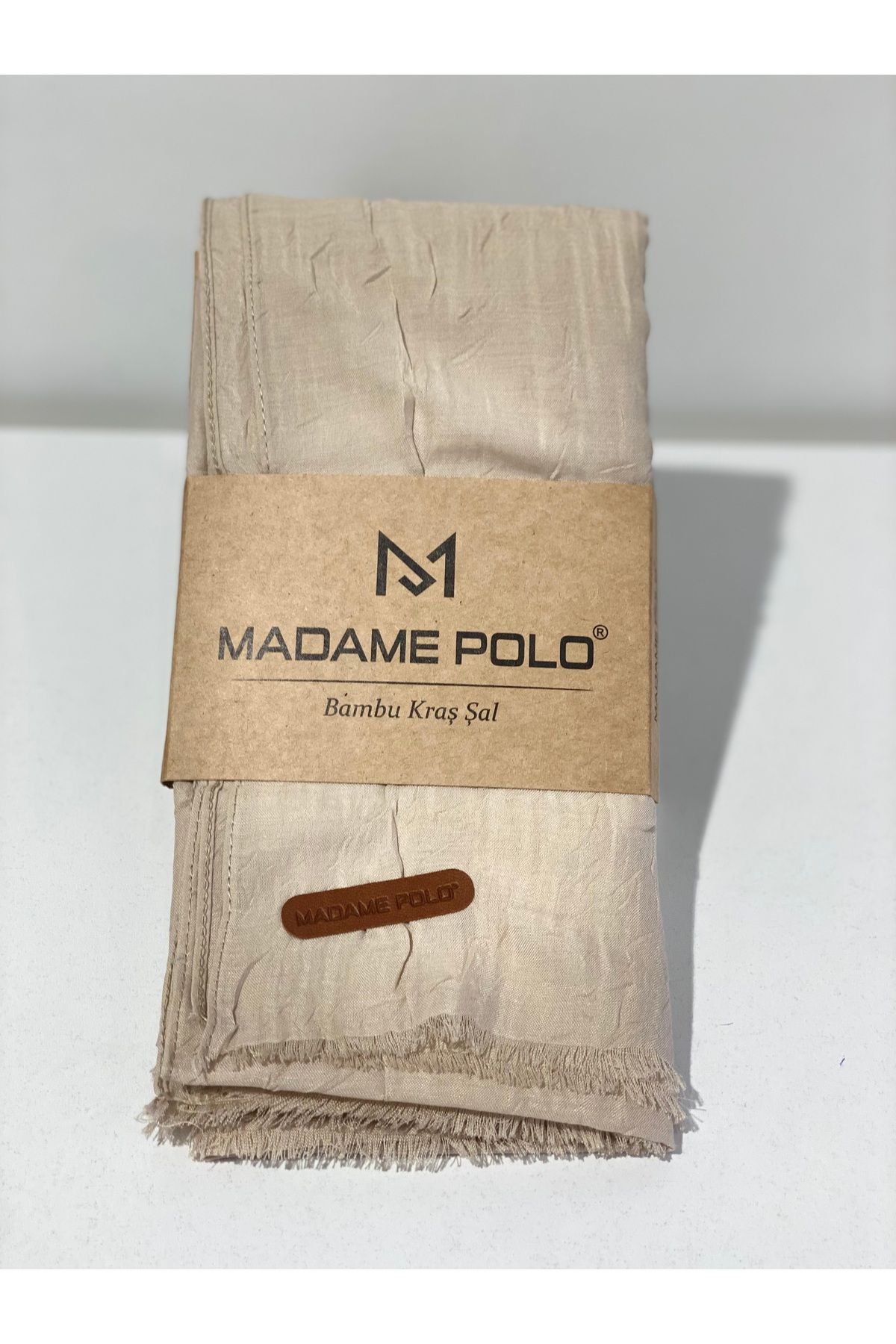 Perla Scarf & More Madame Polo Bambu Kıraş Şal - [Bej] (70x200 cm)