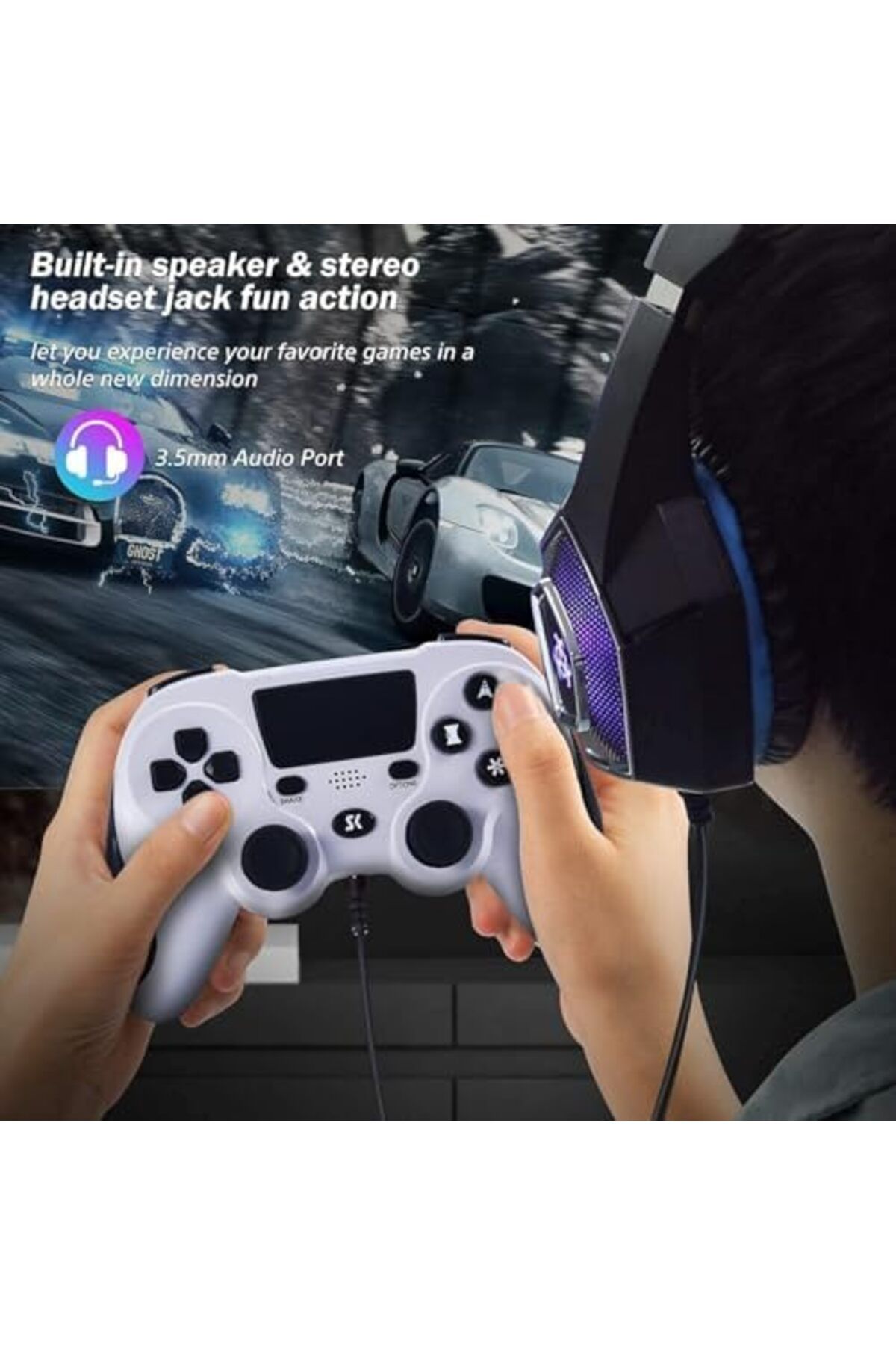 X LOT-Controller for PS4, Wireless GamePad for Sony Playstation 4 Pro/Slim/PC, 6-axis Game Remote Joystick 9