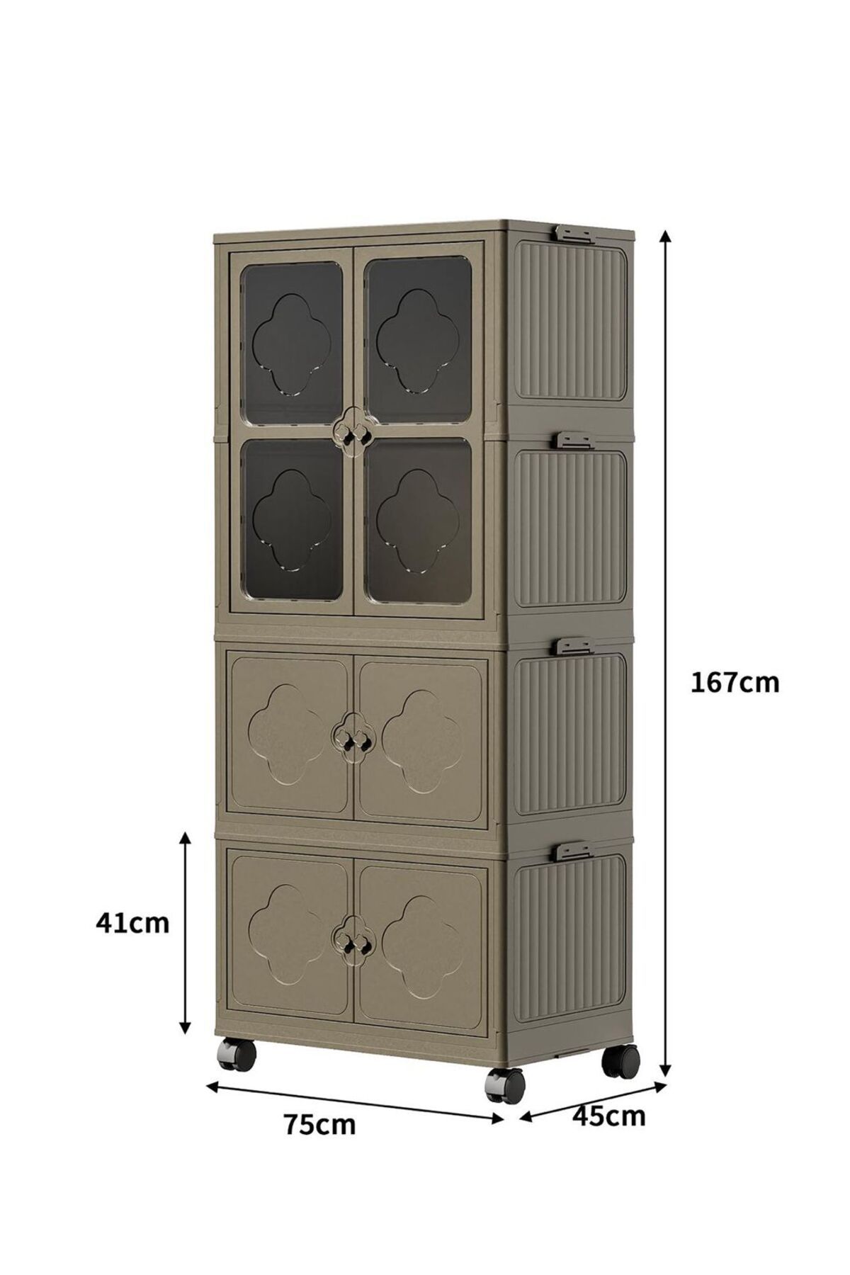 Myplas 3 Katlı Dolap&Gardrop Portatif Organizer Tekerlekli Çok Amaçlı Kapaklı Katlanır Dolap Beyaz