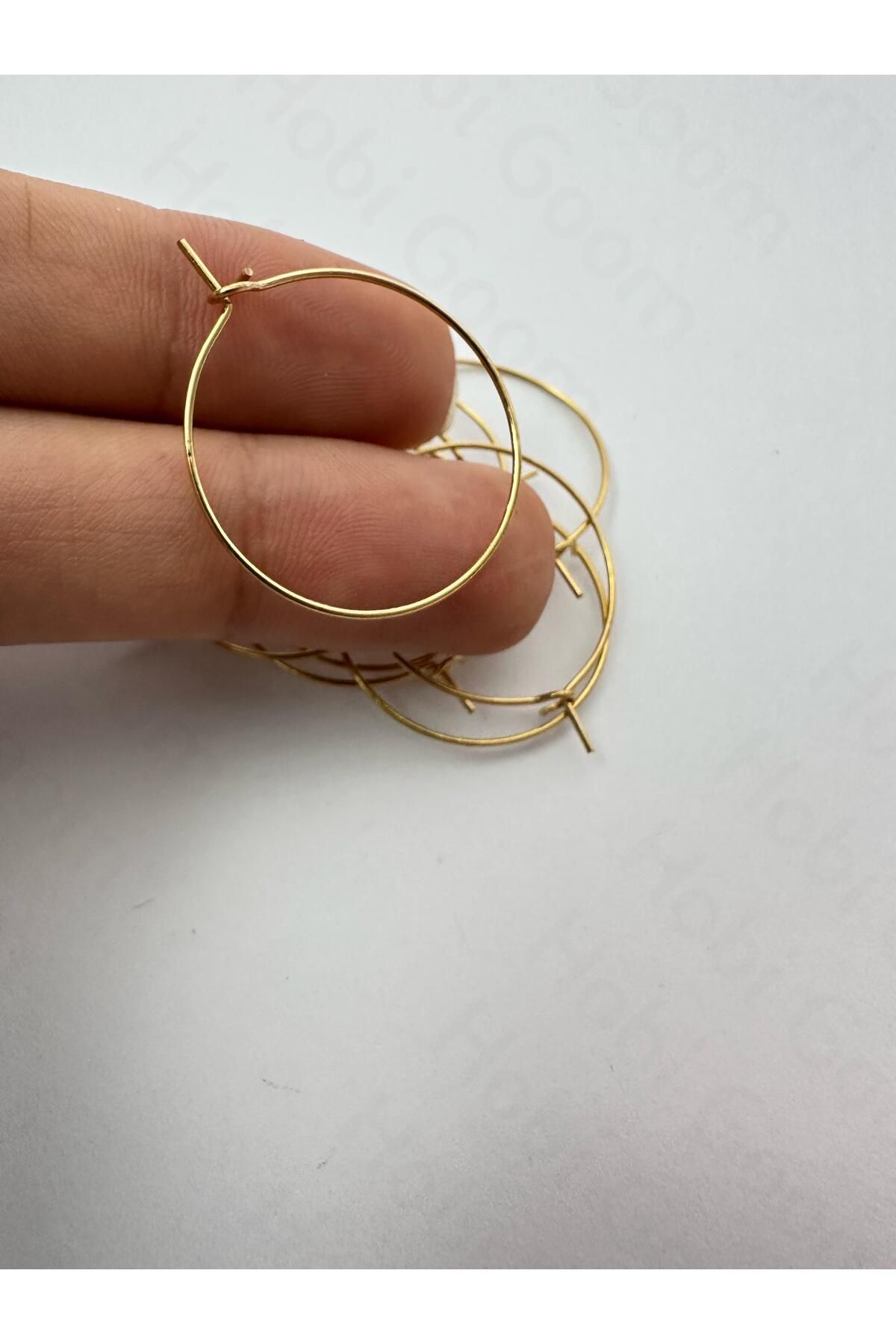 Hobi Goom Takı Yapımı / Üretimi İçin Paslanmaz Çelik Gold Küpe Halkası Orta Boy | 5 çift (10 Adet)