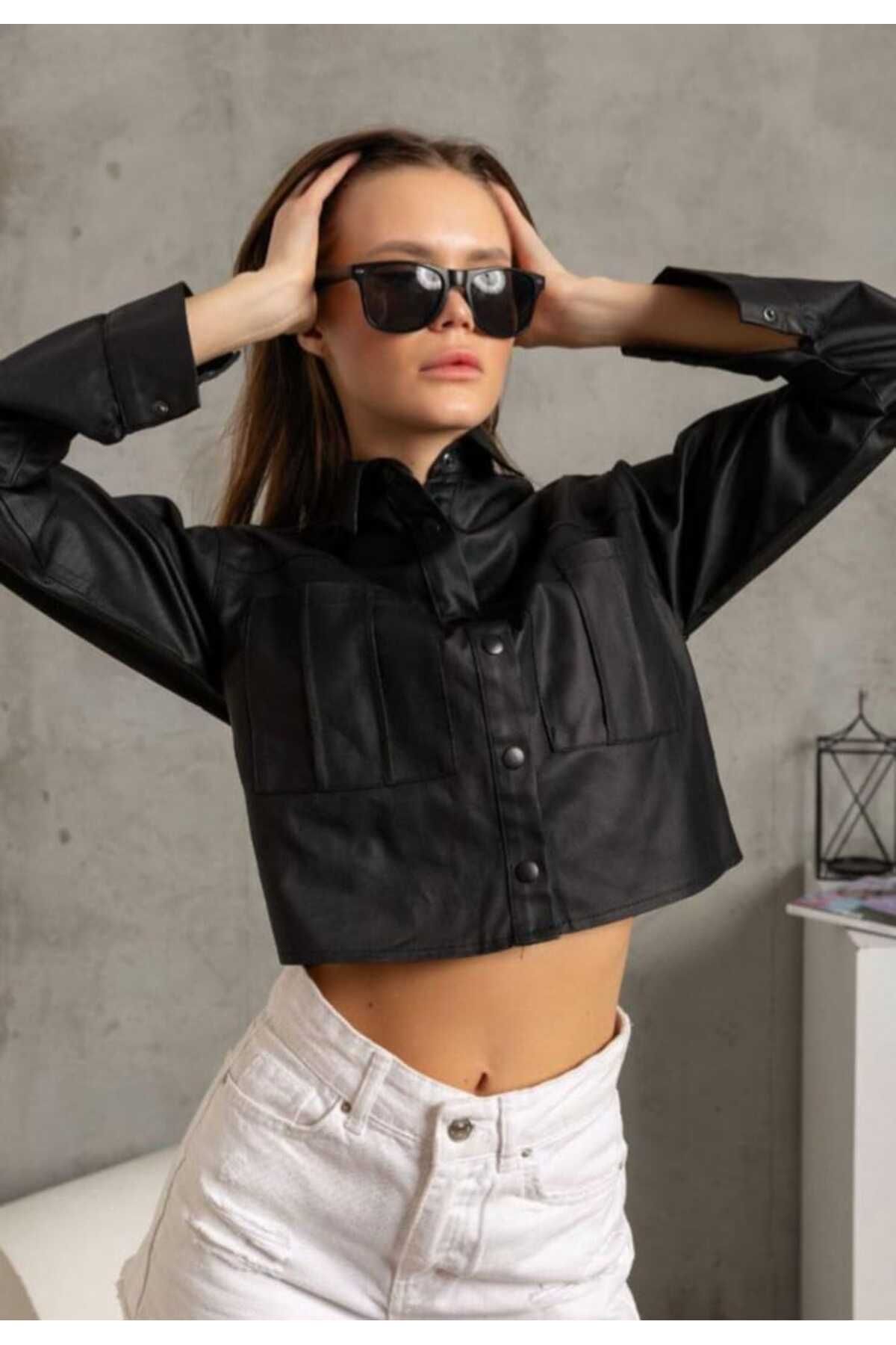 AYSELIN BOUTİQUE AYSELİN BUTİK KADIN VARAKLI CROPPED CEKET