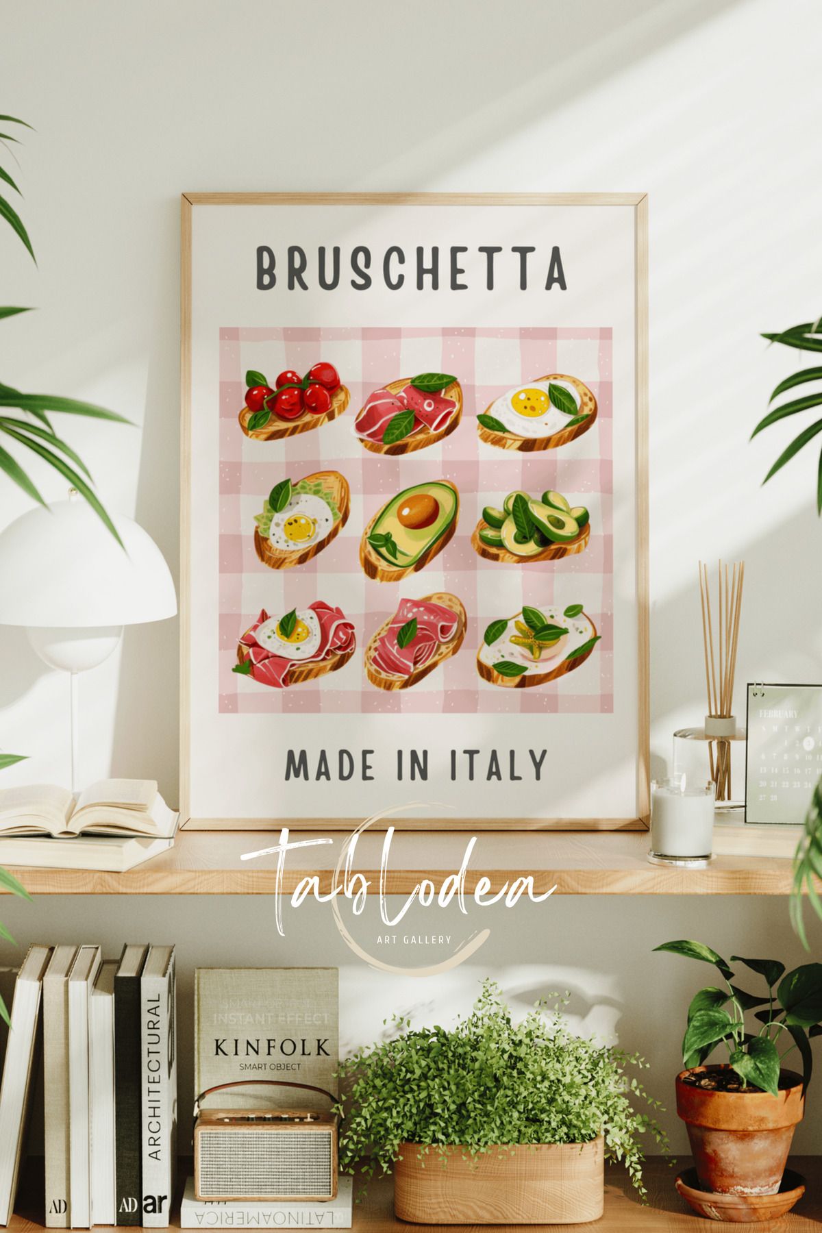 tablodea Bruschetta Modern Mutfak Dekoru Çerçeveli Poster Tablo, Minimalist Dekoratif Bohem Mutfak Tablosu