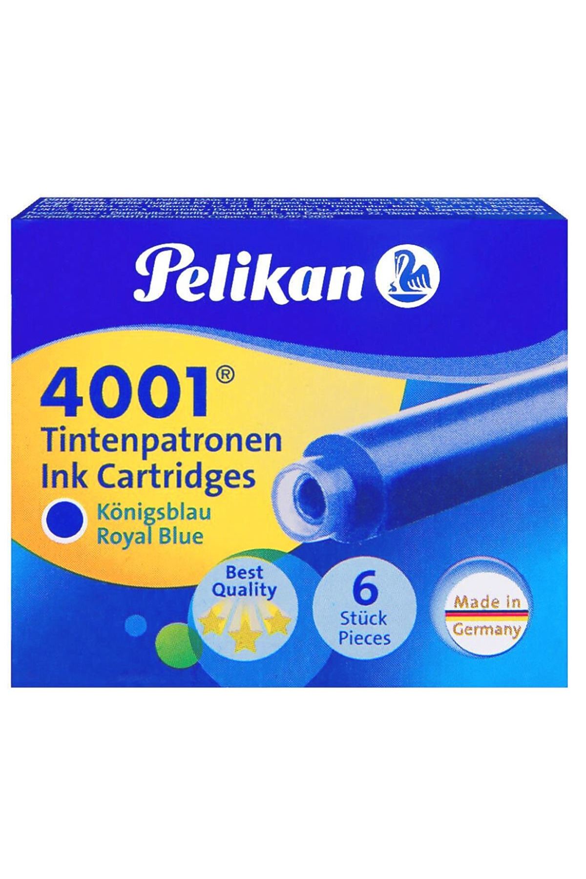 Pelikan DOLMAKALEM KARTUŞU KISA MAVİ 6 LI PAKET 4001