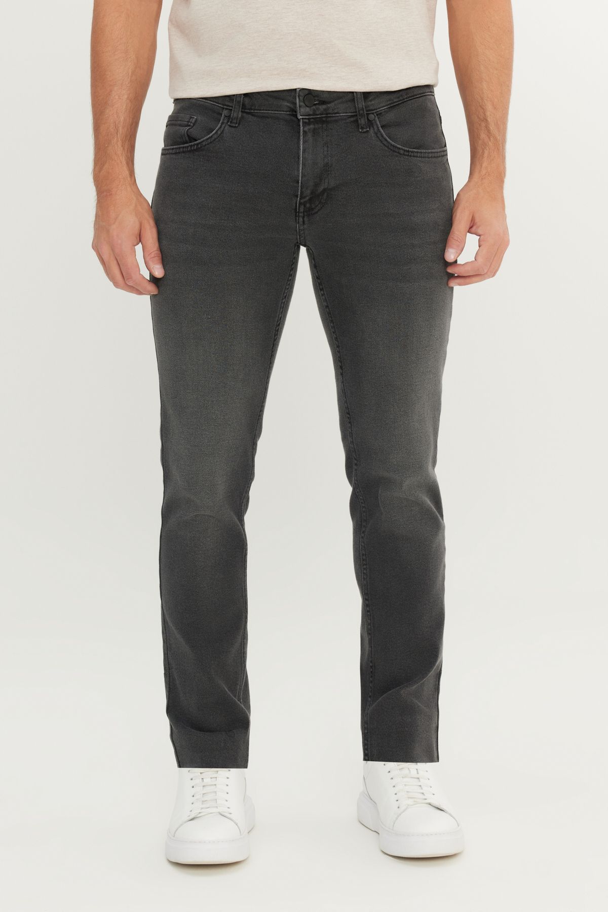ALTINYILDIZ CLASSICS Erkek Antrasit Pamuklu Slim Fit 5 Cep Esnek Jean Denim Kot Pantolon