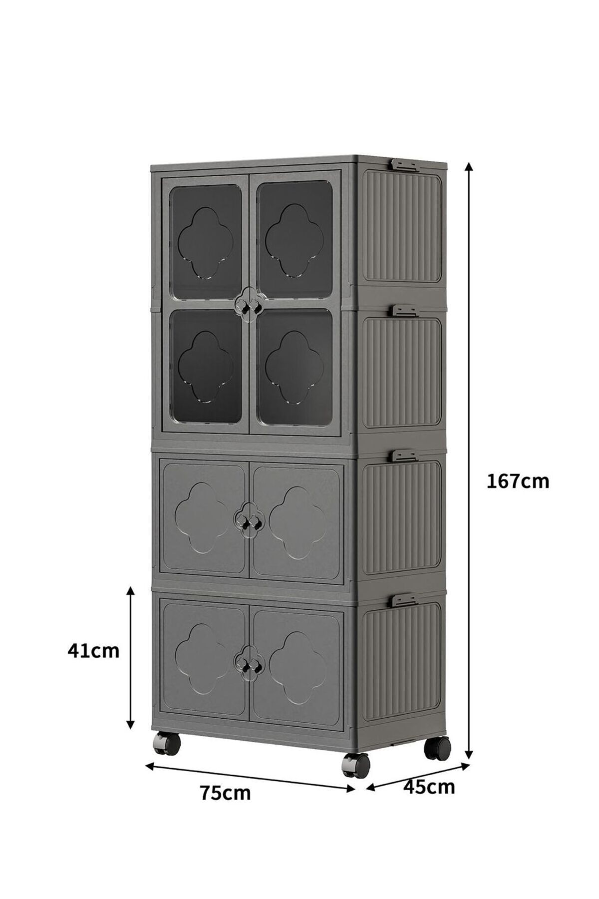 Myplas 3 Katlı Dolap&Gardrop Portatif Organizer Tekerlekli Çok Amaçlı Kapaklı Katlanır Dolap Beyaz