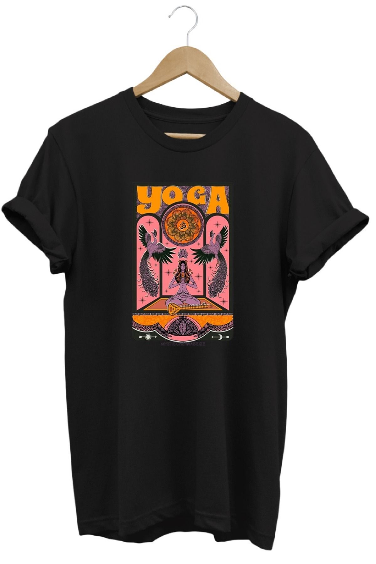 joyyfashion Tavuskuşu Yoga Namaste Baskılı T-Shirt