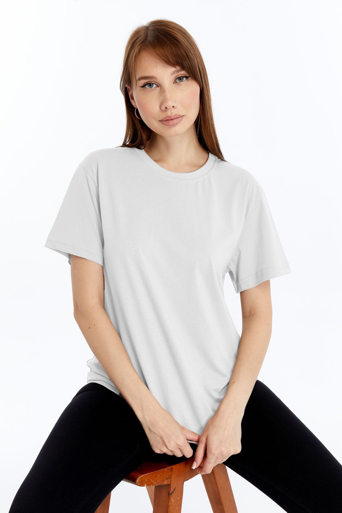 OXVİN Kadın Tişört Pamuk Ve Modal Karışımlı T-Shirt