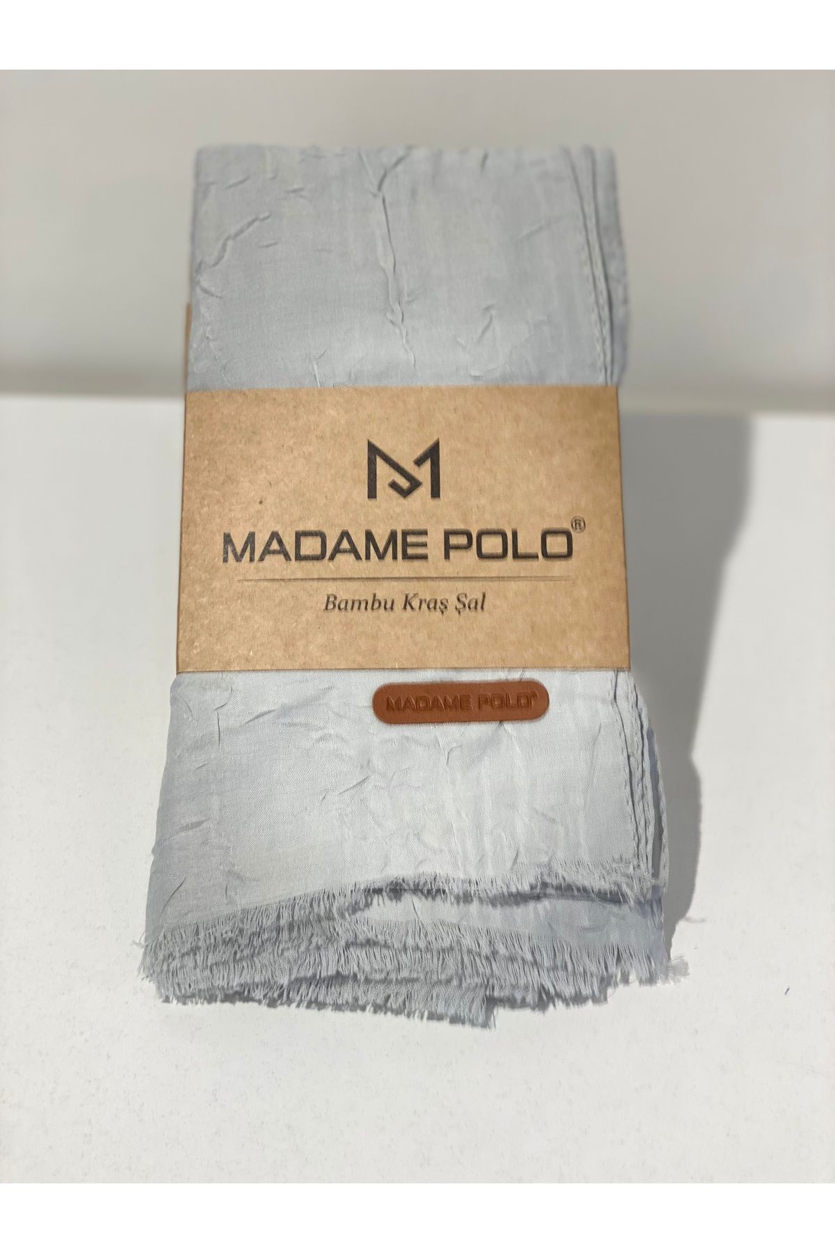 Perla Scarf & More Madame Polo Bambu Kıraş Şal - [Açık gri] (70x200 cm)