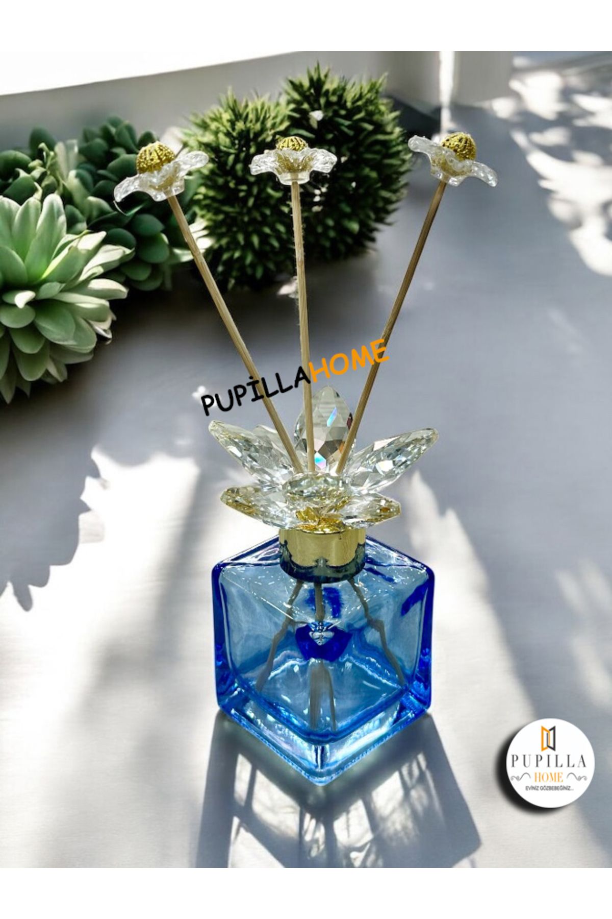 pupillahome Kristal Mavi Koku Şişesi