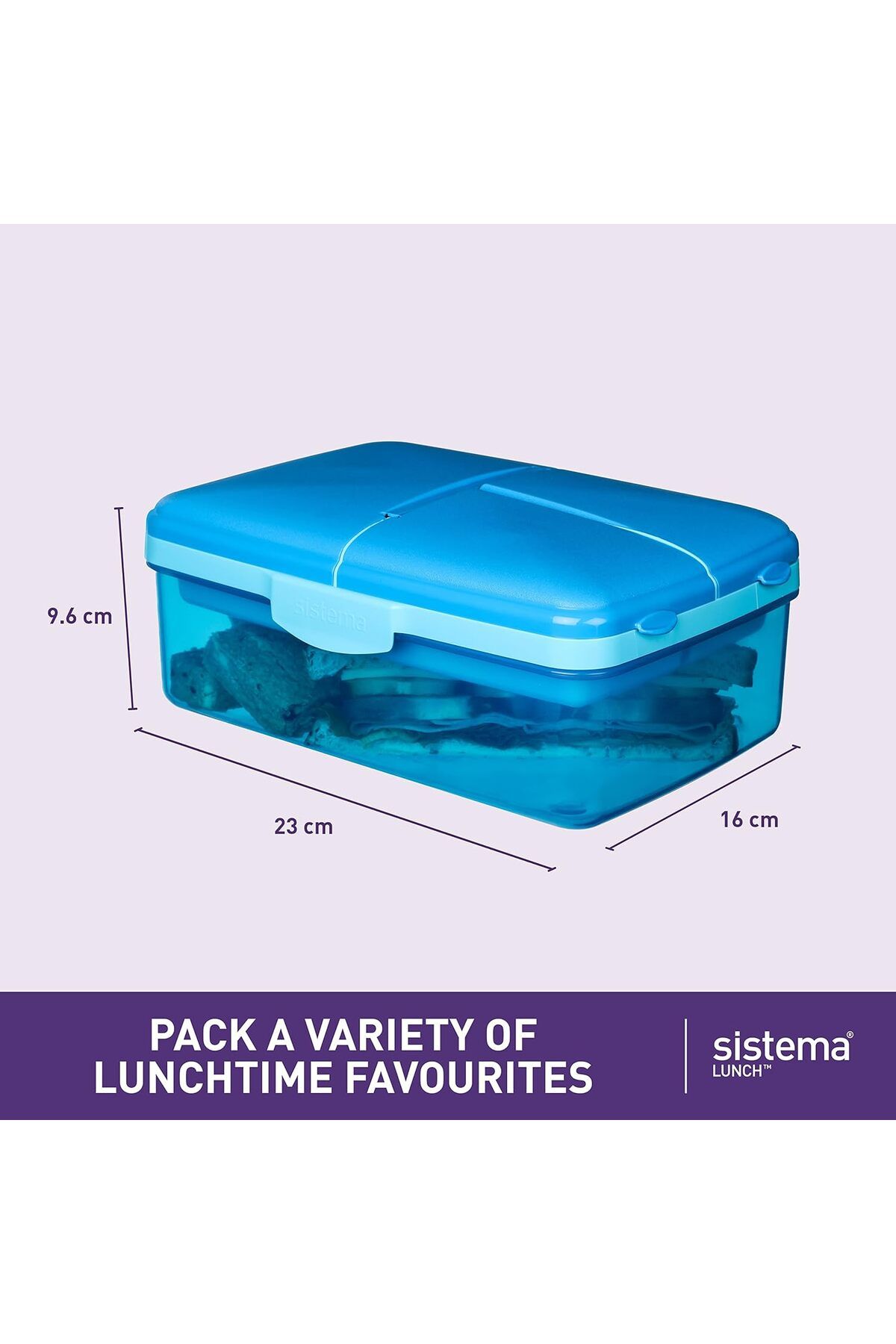 Sistema-Lunch Slimline Quaddie Lunch Box 1.5 L Air-Tight and Stackable Food Storage Box 2