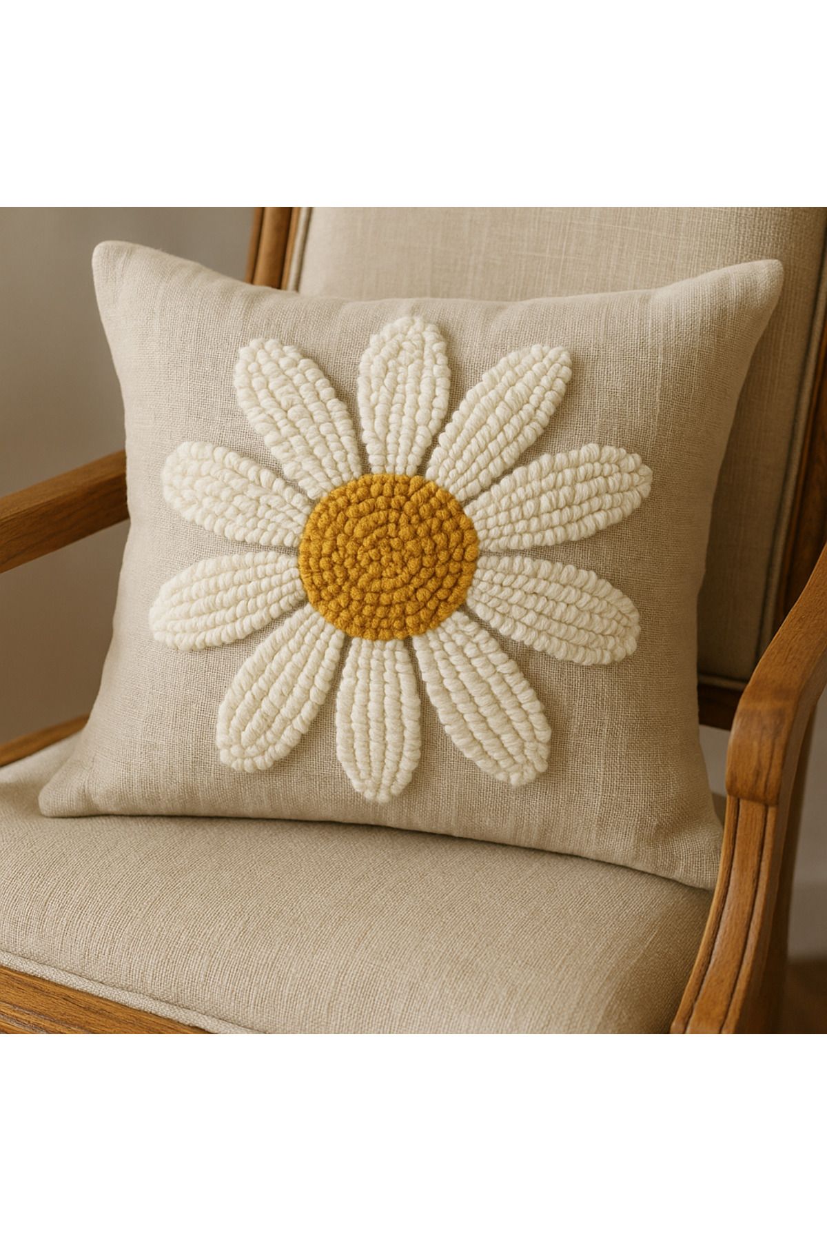 feyshadesign Papatya Desenli Punch Kırlent