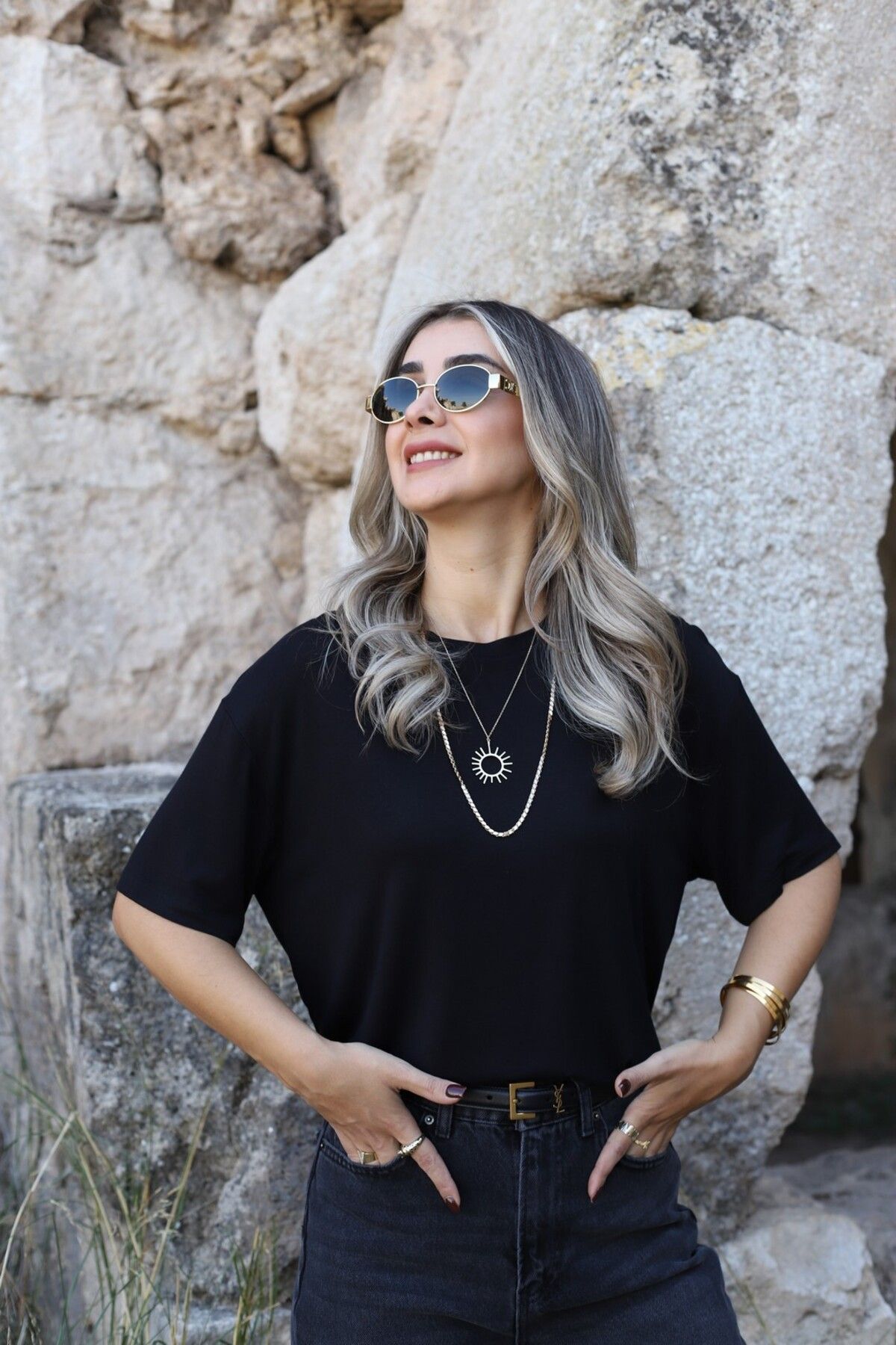 bytugcekaya Siyah Orjin Viskon Tshirt
