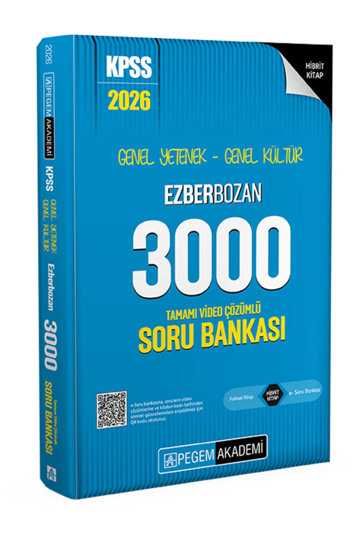 Pegem Akademi Yayıncılık 2026 KPSS Genel Yetenek Genel Kültür Ezberbozan 3000 Tamamı Video Çözümlü Soru Bankası