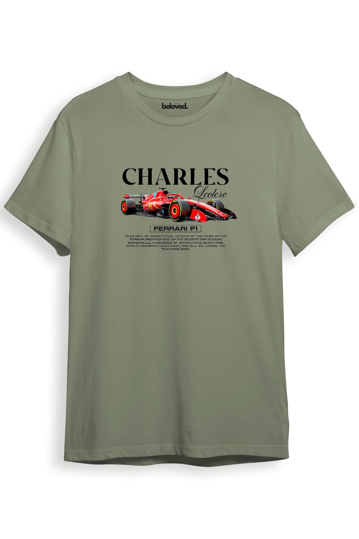 beloved.co Charles Leclerc Dijital Baskılı %100 Pamuk Regular Fit T-Shirt