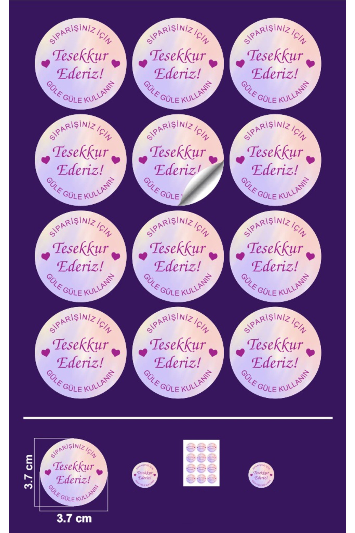 EcoNest Siparişiniz Için Teşekkür Ederiz Sticker Kuşe (3,7X3,7CM) Güle Güle Kullanın 108 Adet