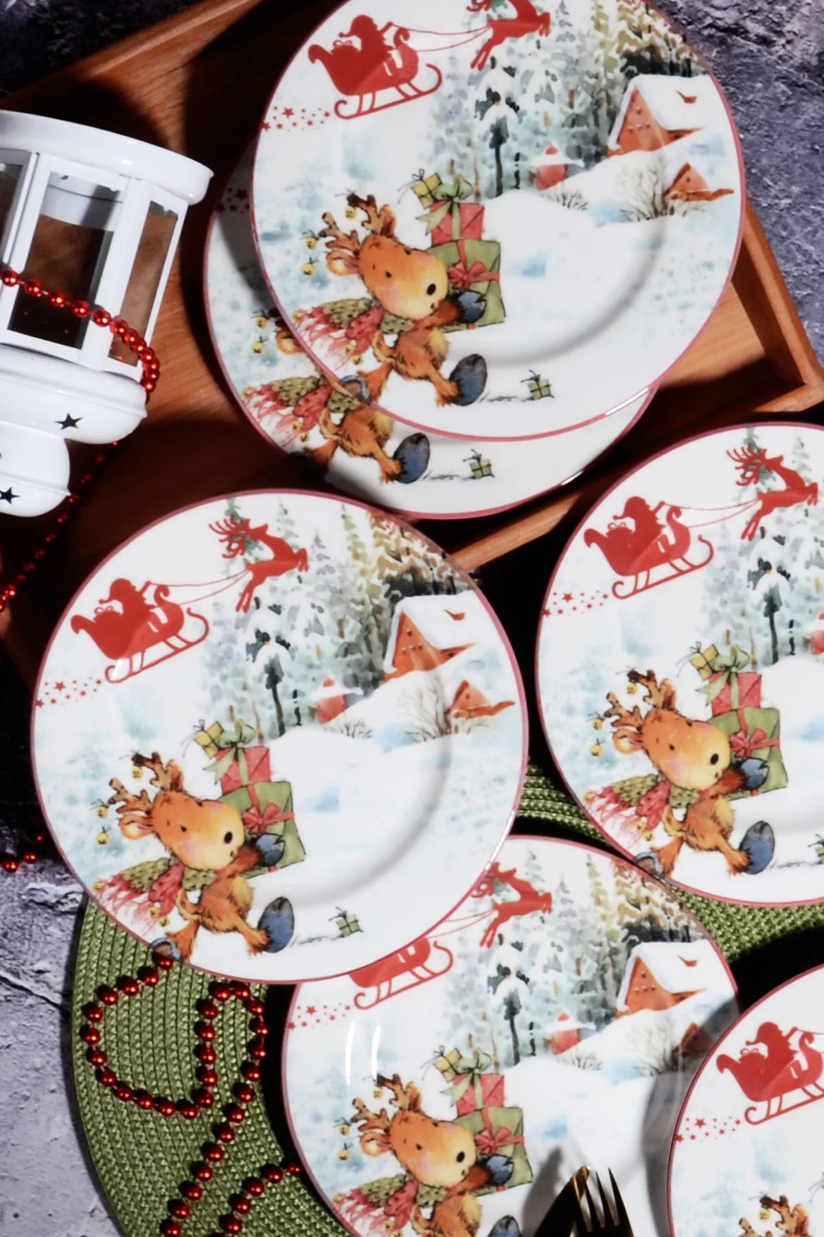Home Jingloo 6’lı Dijital Baskı Yılbaşı Servis Tabağı Seti – 26 cm
