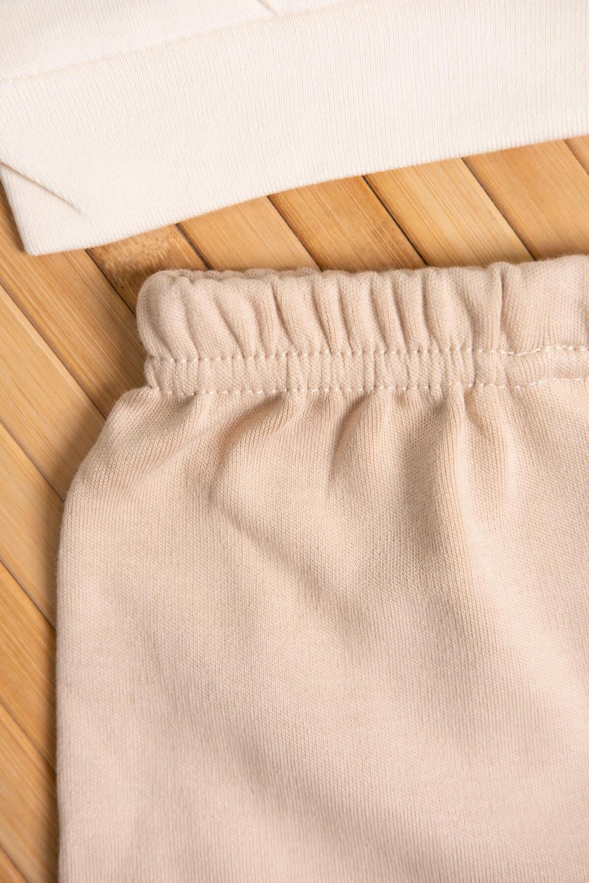 agugu Hav Hav Baskılı Uzun Kollu Sweatshirt ve Bej Alt Eşofman Takımı Bej fotoğrafı 4 (önizleme)
