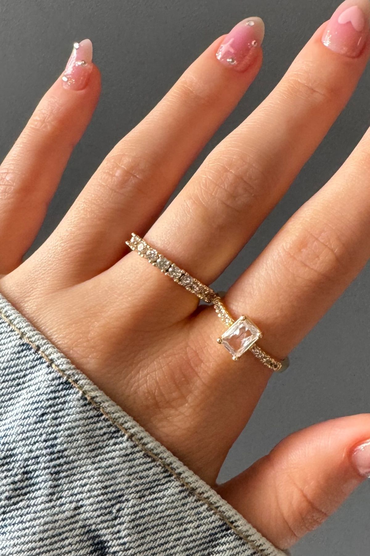 H&E DESIGN Kadın Gold 2'li Baget Kesim Premium Ayarlanabilir Yüzük
