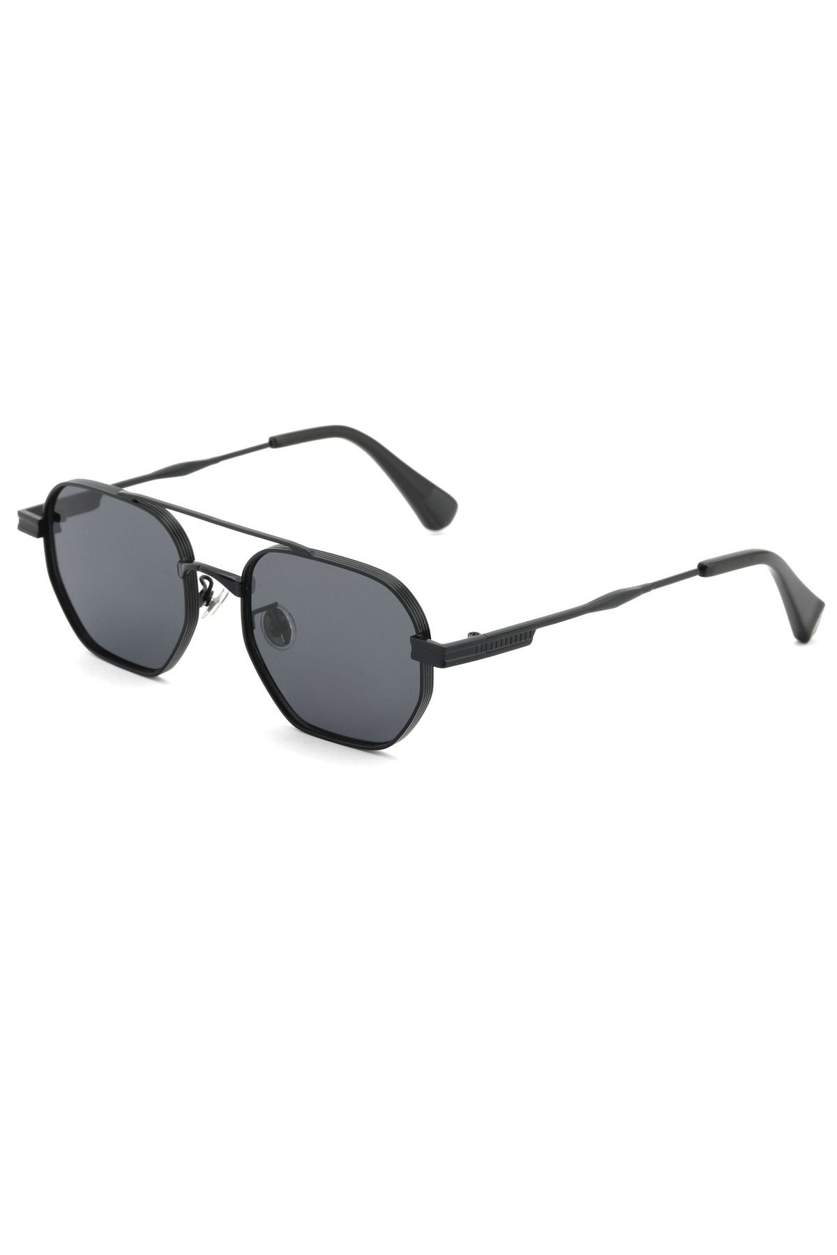 TomyHelf Geometrik Tasarım Metal Siyah Çerçeve Siyah Cam Unisex Gunes Gozlugu
