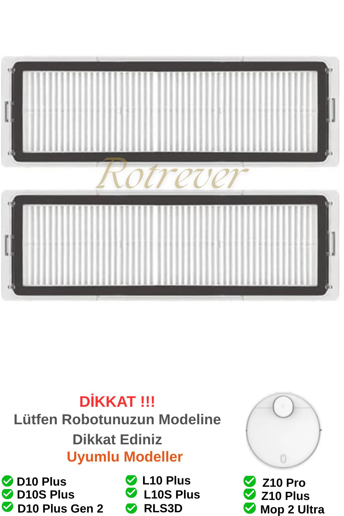 RotRever Dreame Bot D10 Plus / D10S Plus / D10 Plus Gen 2 Uyumlu Hepa Filtre 2 Adet