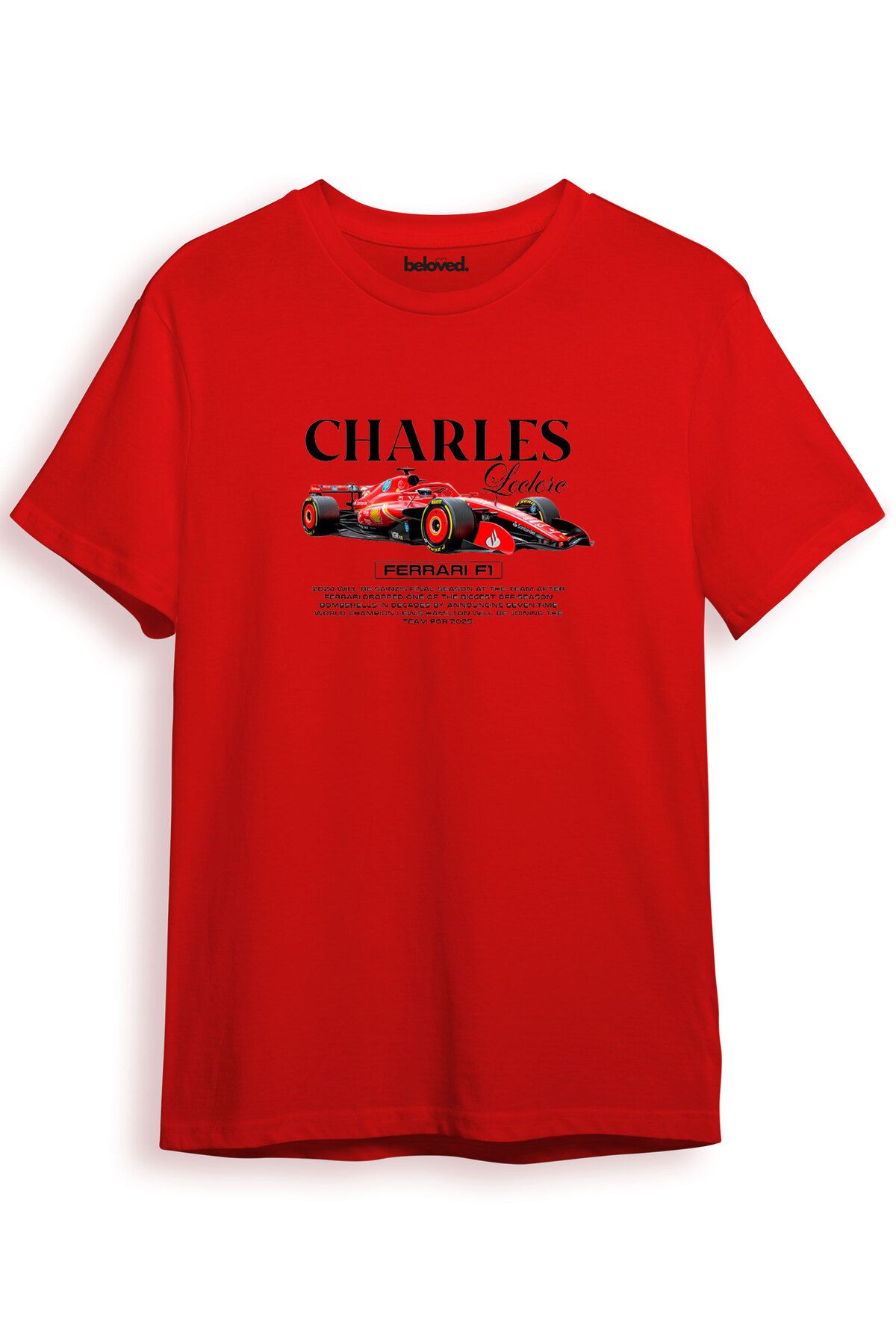 beloved.co Charles Leclerc Dijital Baskılı %100 Pamuk Regular Fit T-Shirt