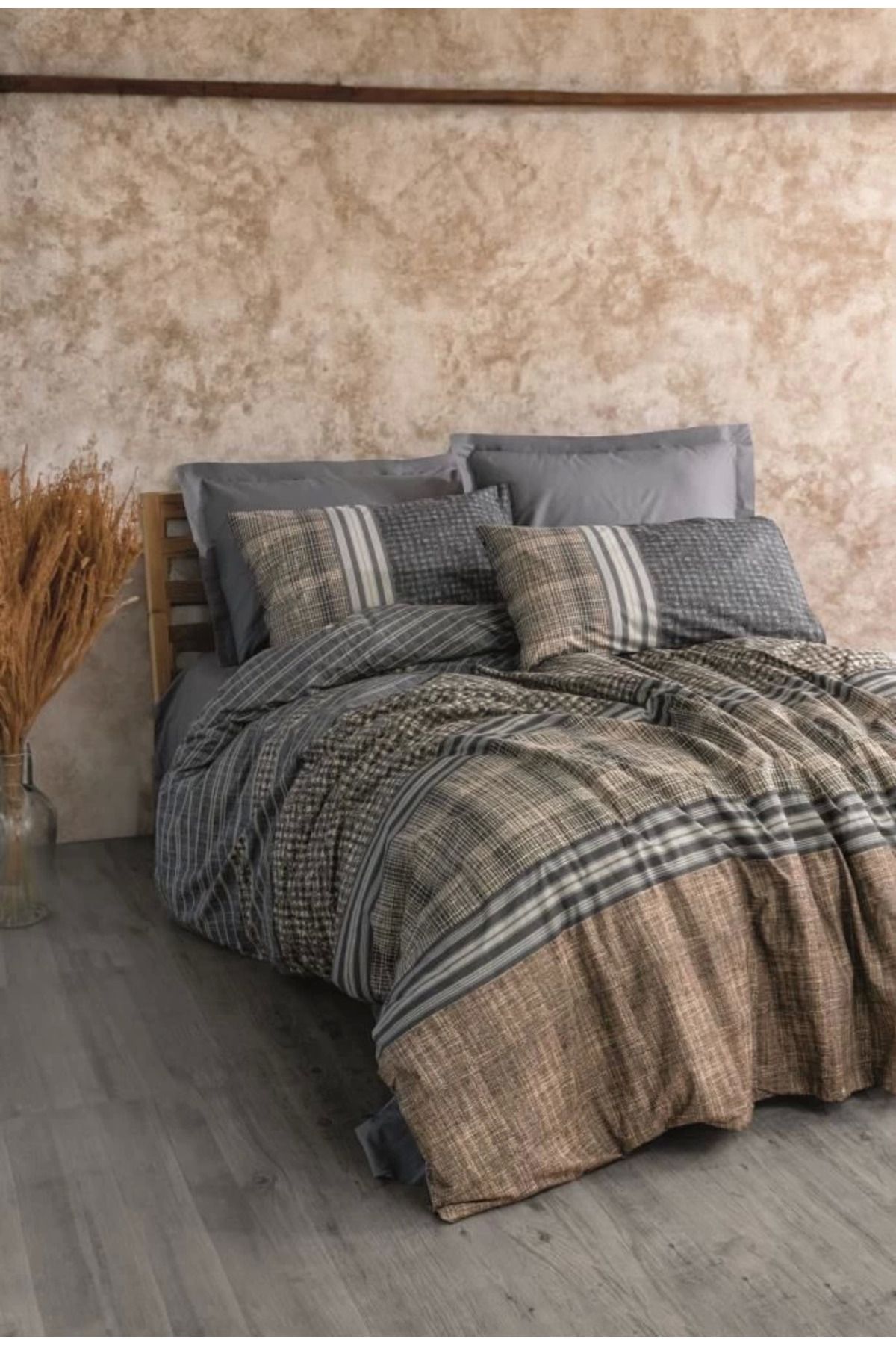 MT29 GİYİM Cotton Box Toprak Timbre Antrasit Tek Kişilik Nevresim Takımı