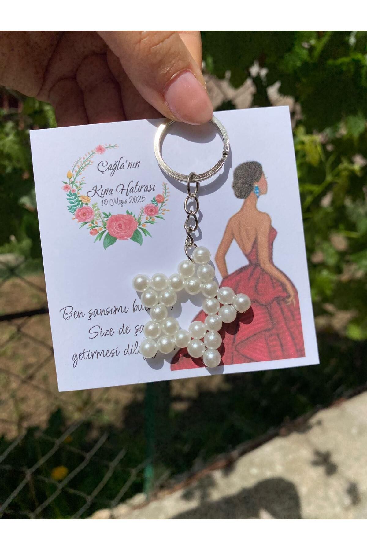 HEN GSM 15 adet inci yıldız anahtarlık nikah düğün kına bride nişan sünnet hafizlik