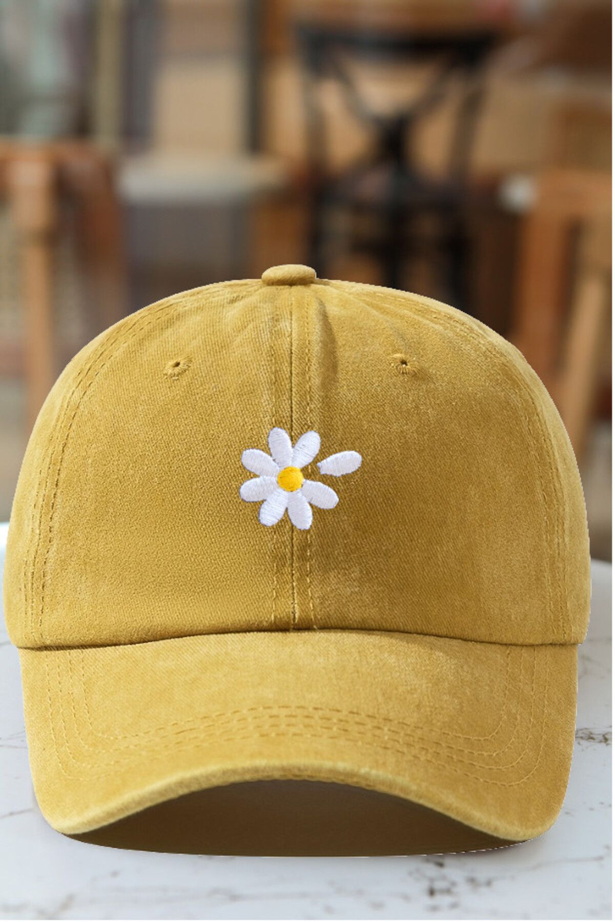 CAP BROS SEVİYOR SEVMİYOR PAPATYA NAKIŞLI ESKİTME KEP ŞAPKA