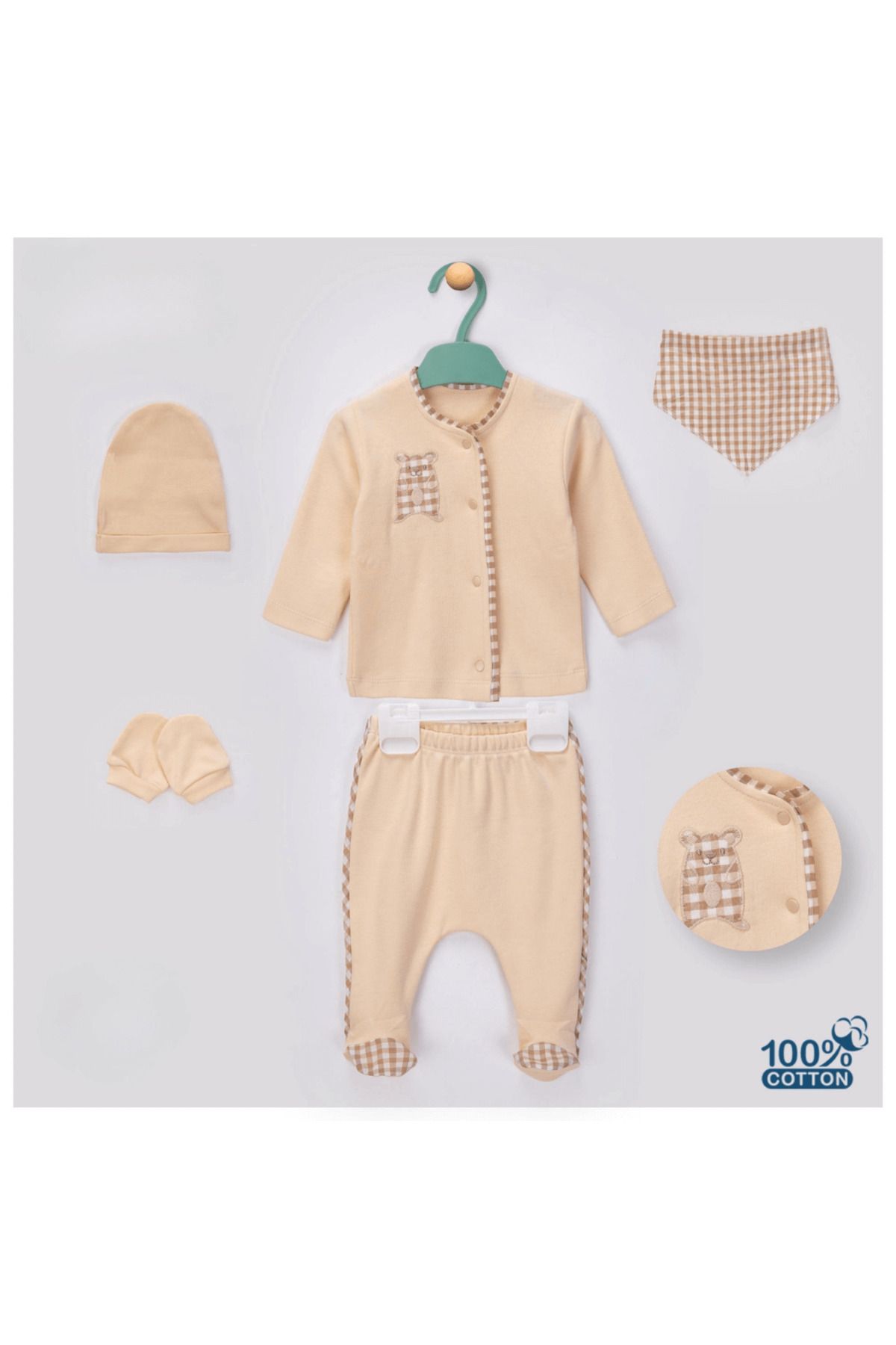 Evokids Pötikareli Sevimli Hayvanlı 5li Erkek Yeni Doğan set