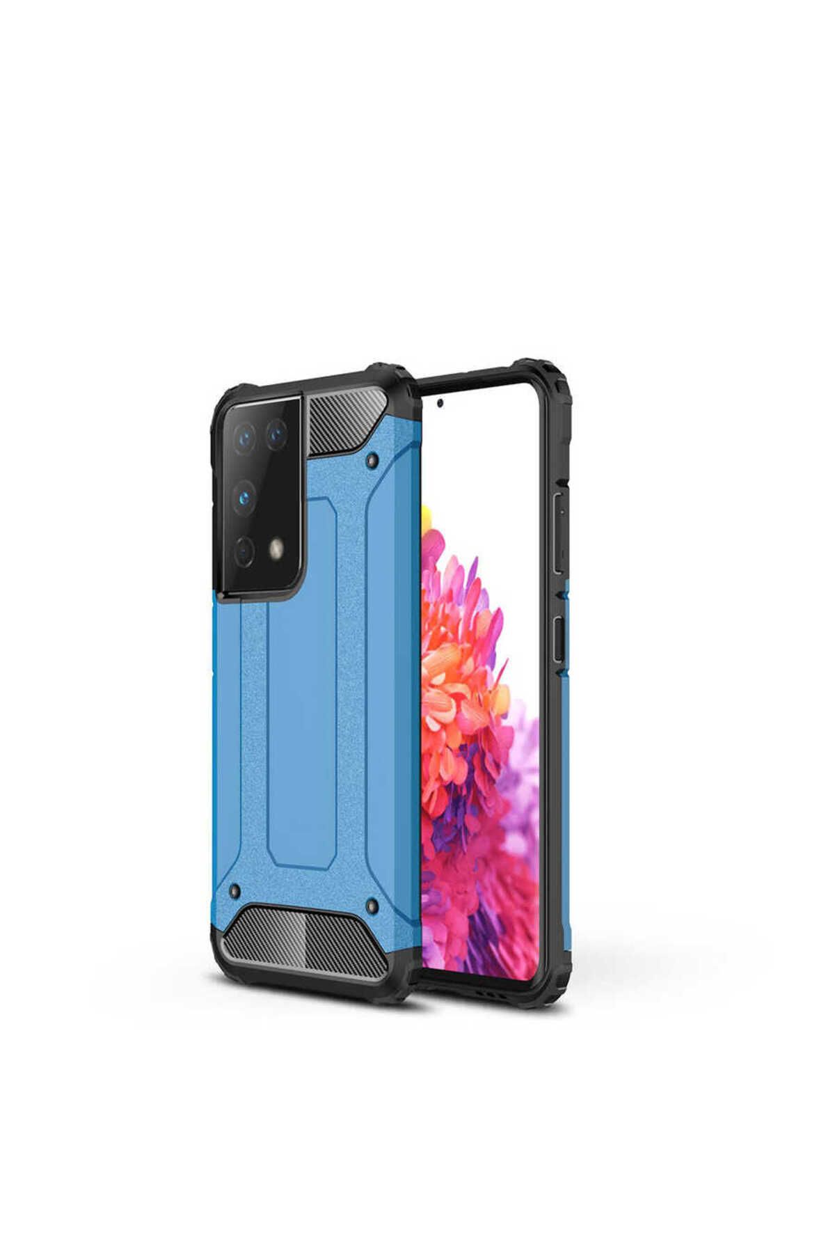 halkhouse Galaxy S21 Ultra Kılıf Zırh Tank Sert Korumalı Silikon Crash Silikon Kapak