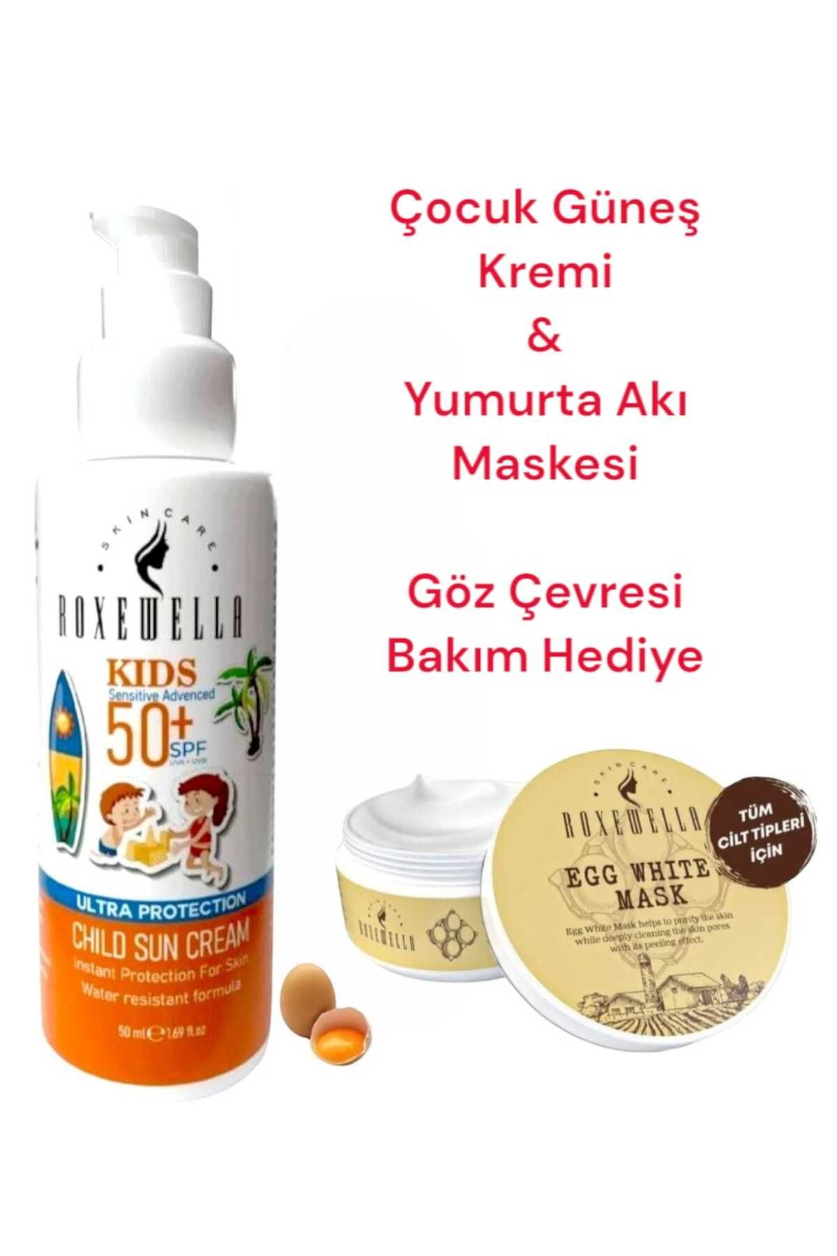 ROXEWELLA Çocuk Güneş Kremi 50ml +50Spf & Yumurta Akı Maskesi