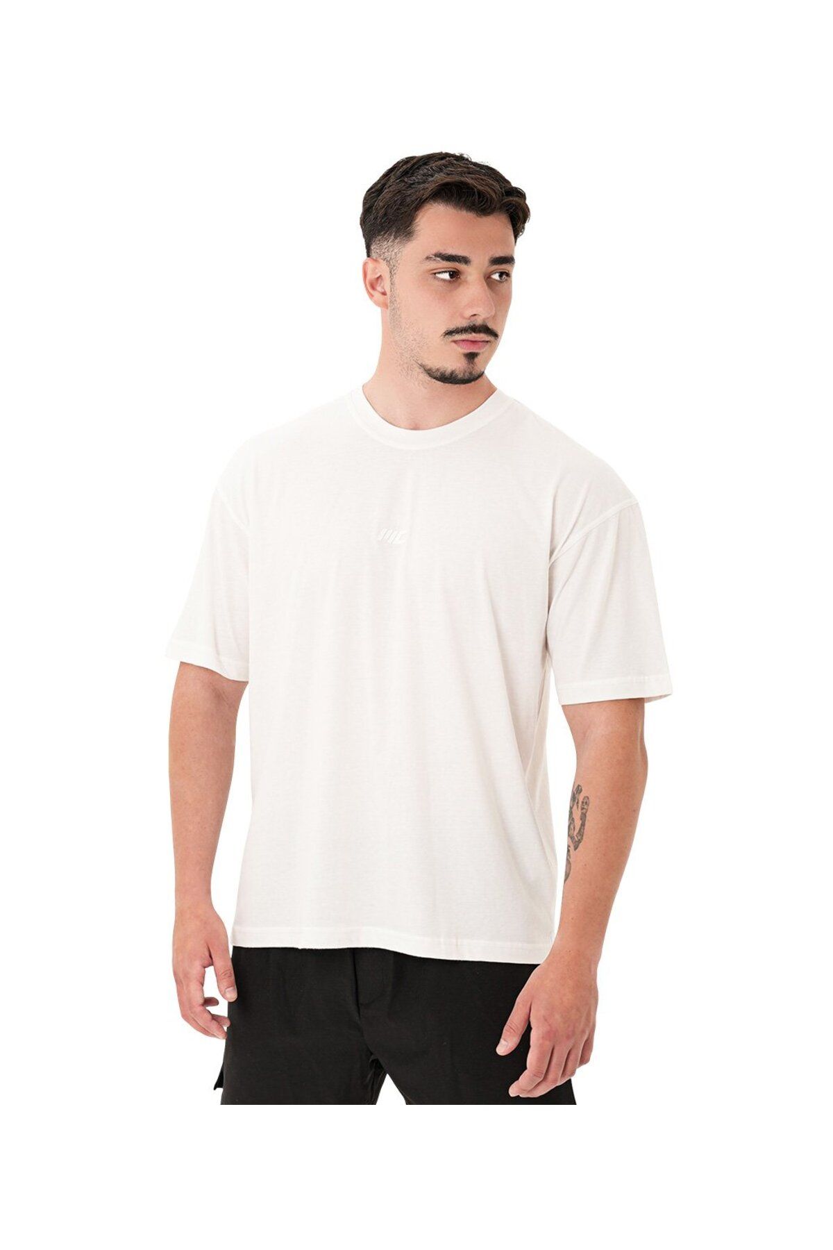 MUSCLECLOTH Basic Oversize T-Shirt Kırık Beyaz
